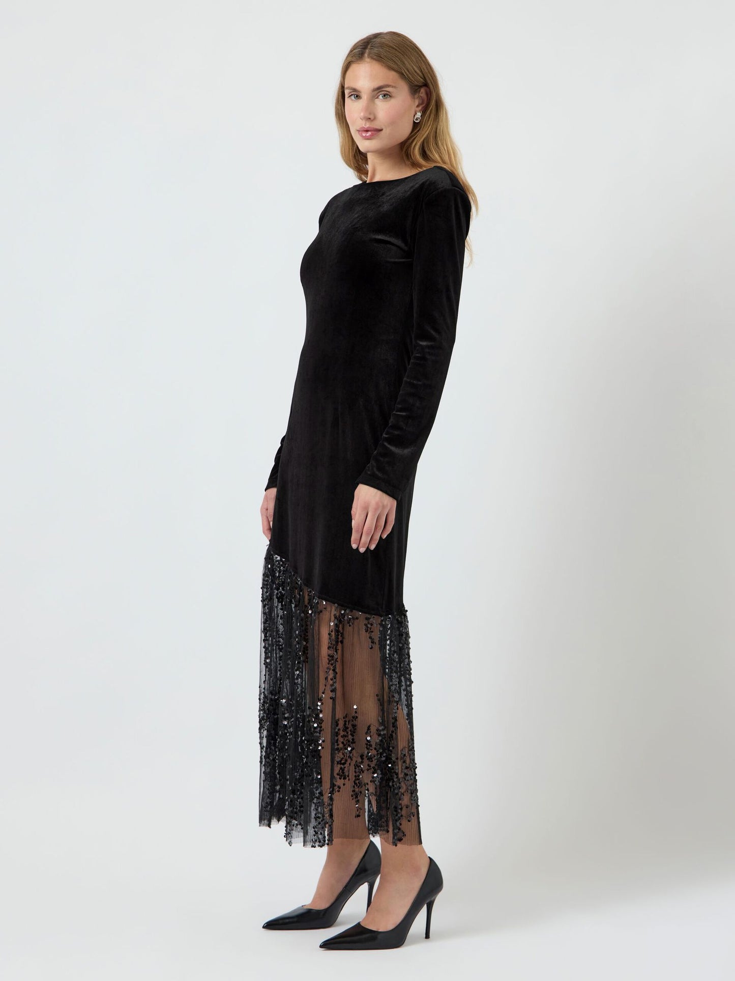 YASTERA MIDI velvet sequin dress