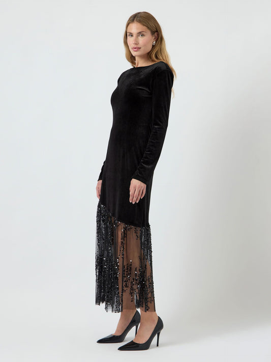 YASTERA MIDI velvet sequin dress