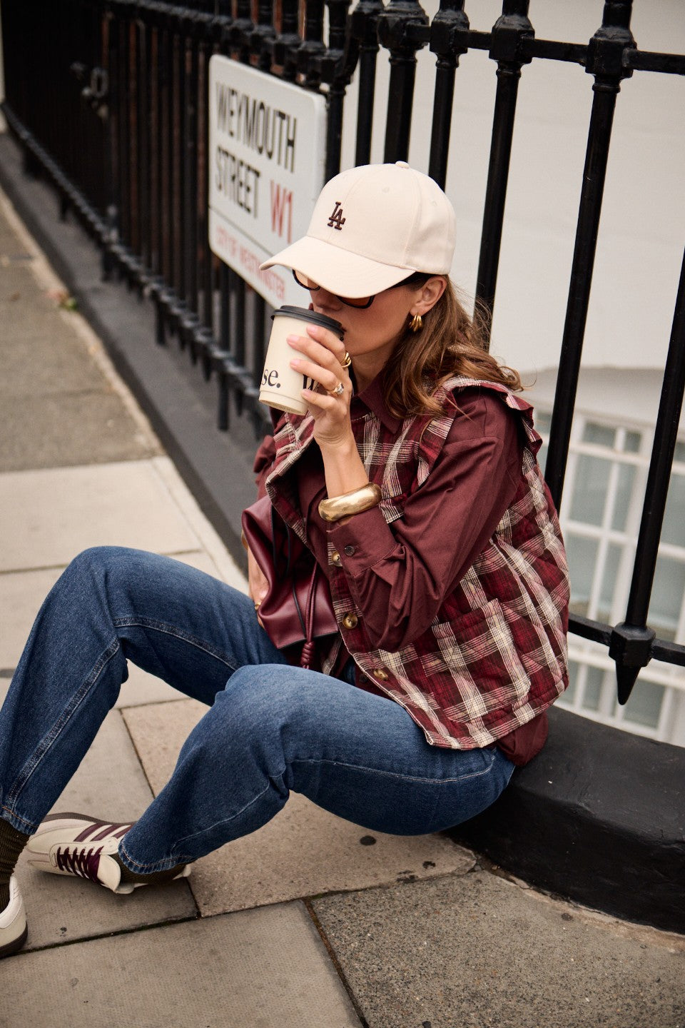 Billie tartan frill sleeve gilet