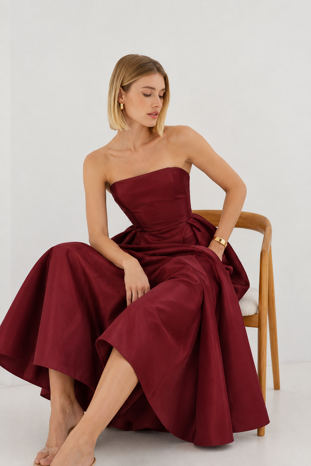 Milly burgundy strapless dress