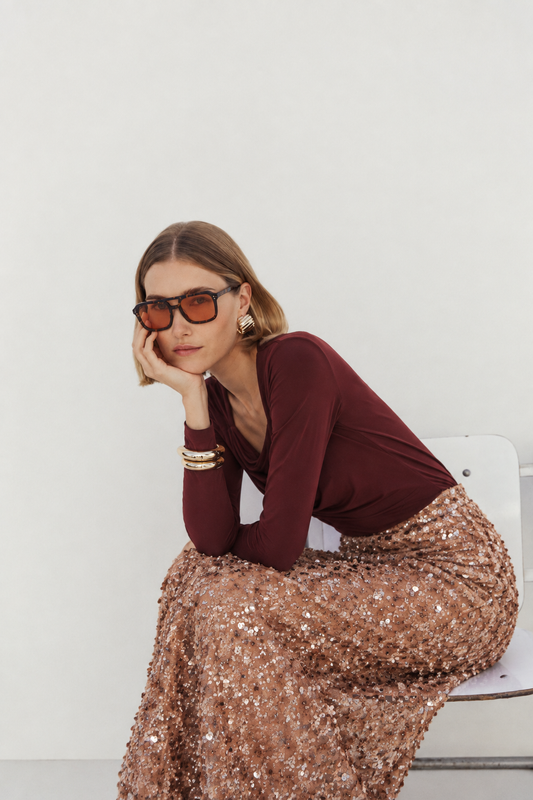 Imelda rose gold sequin skirt