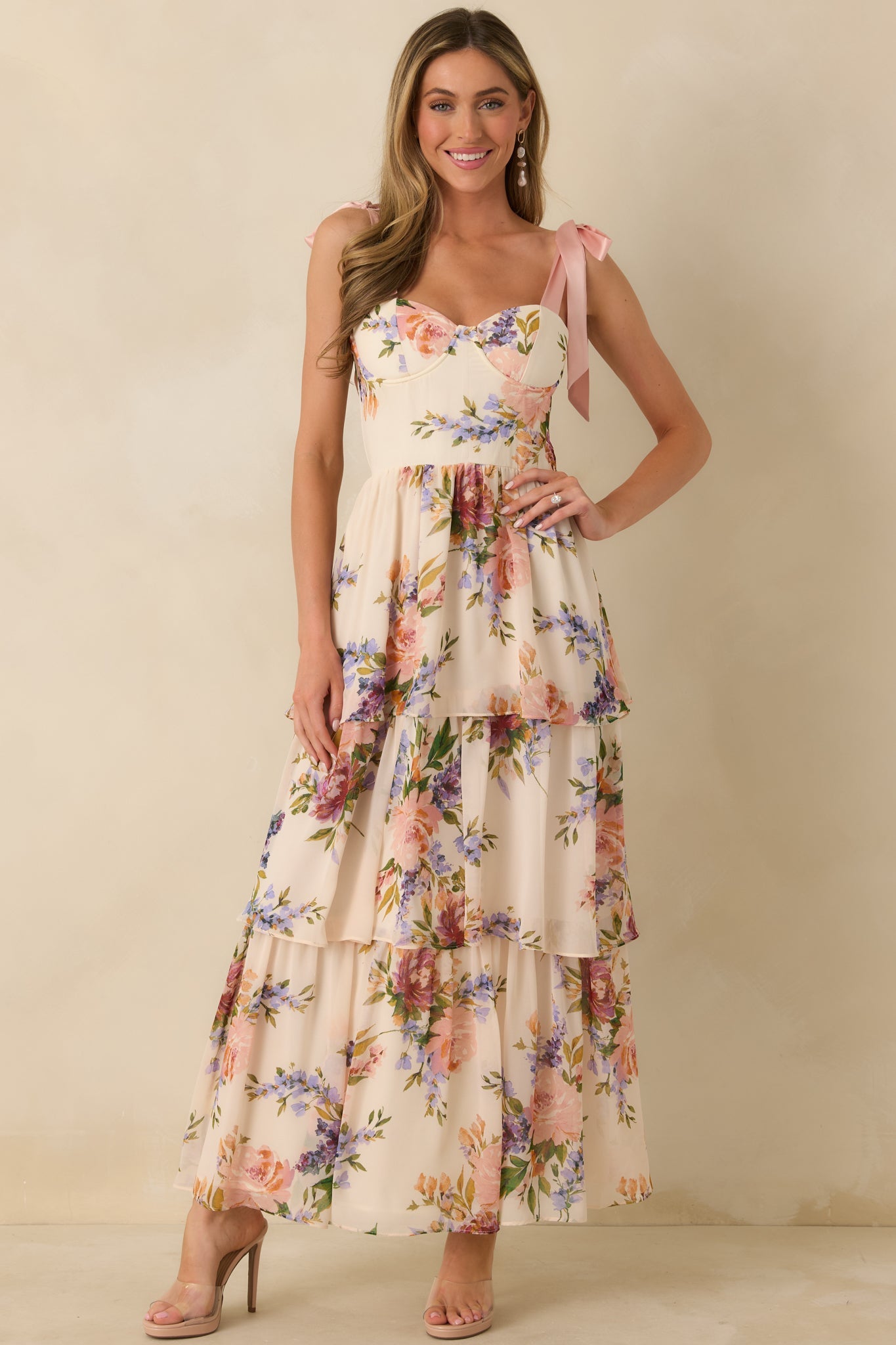 Delicate Affair corset layered maxi dress