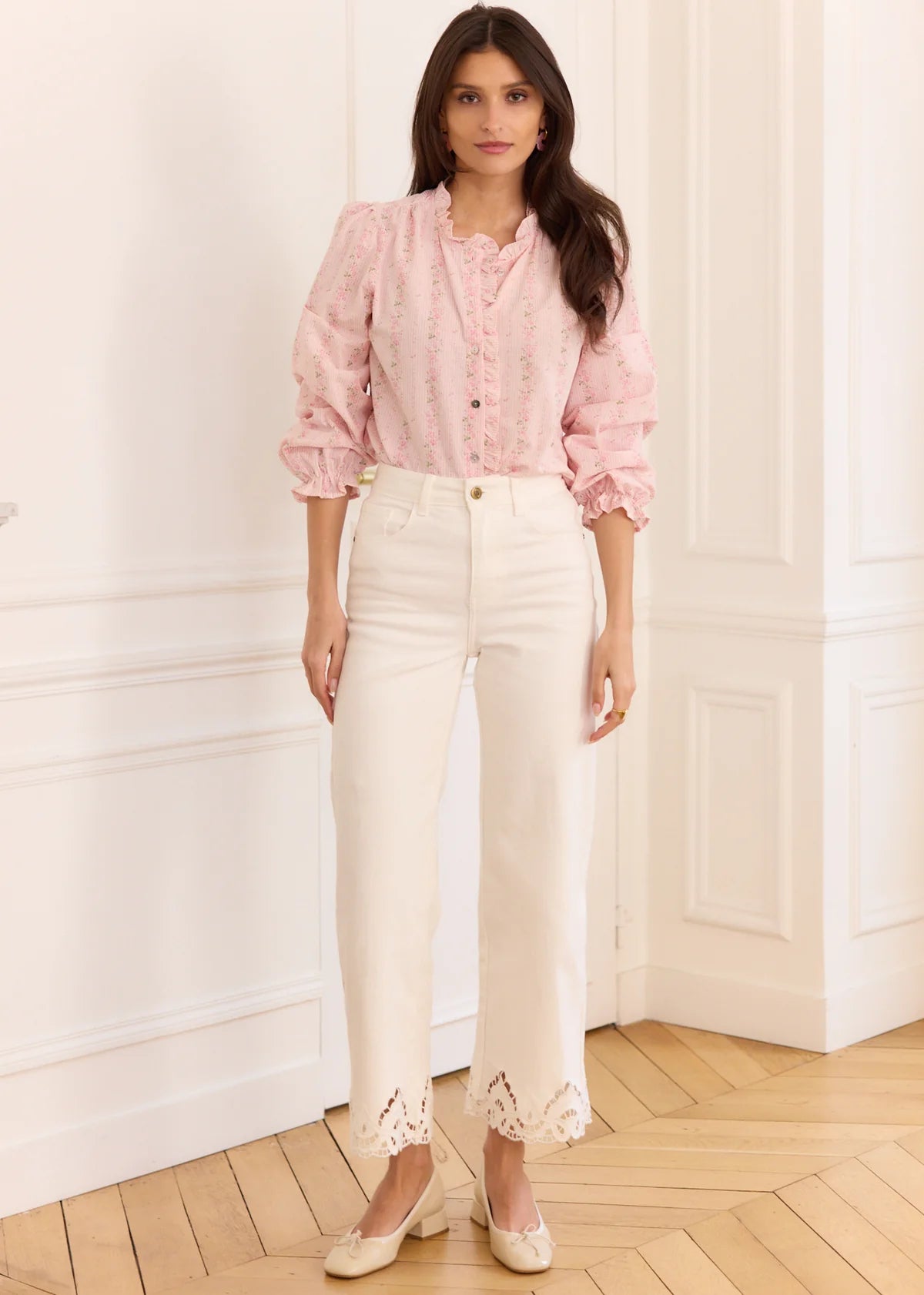 Lara pink floral blouse