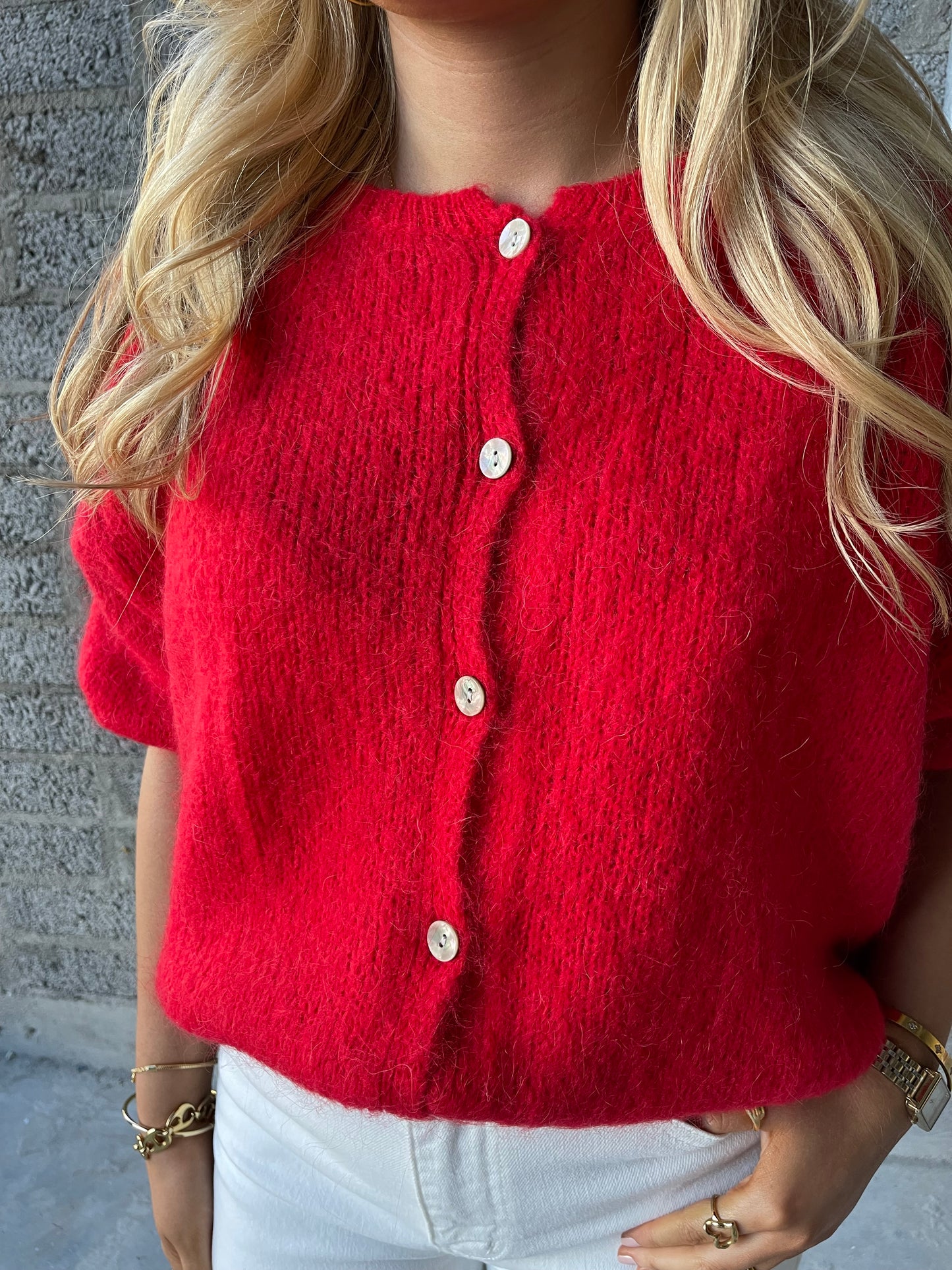 Aoife red mohair cardigan