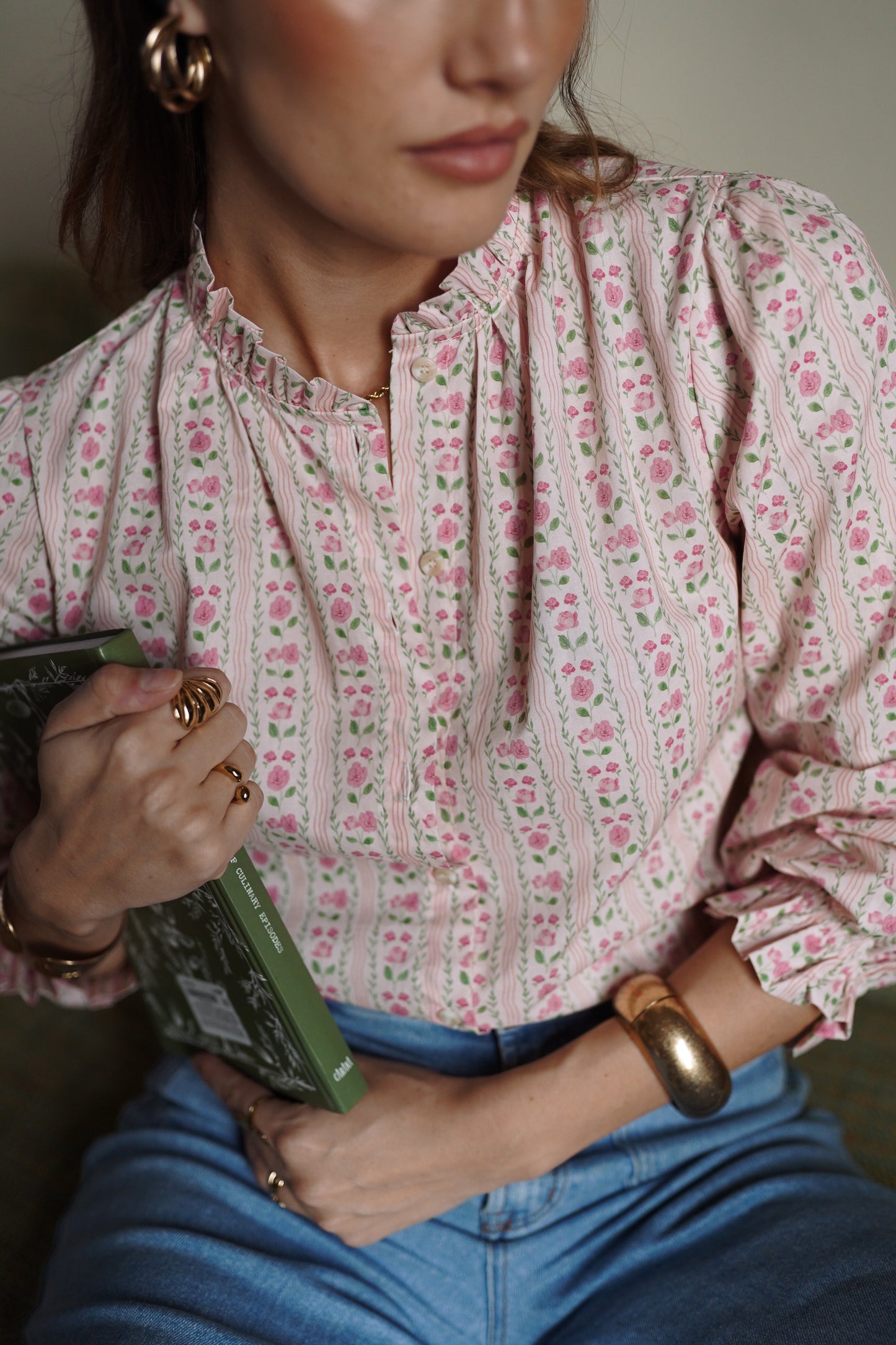 Preorder Grace pink ditsy floral blouse