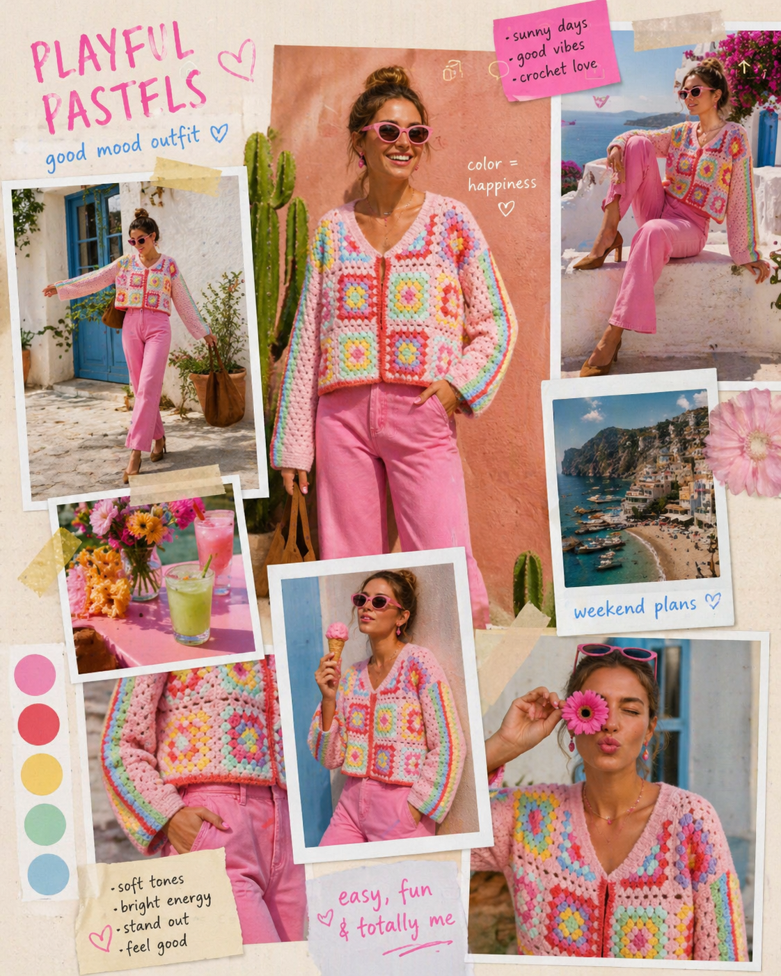 Izzy bubblegum pink crochet cardigan