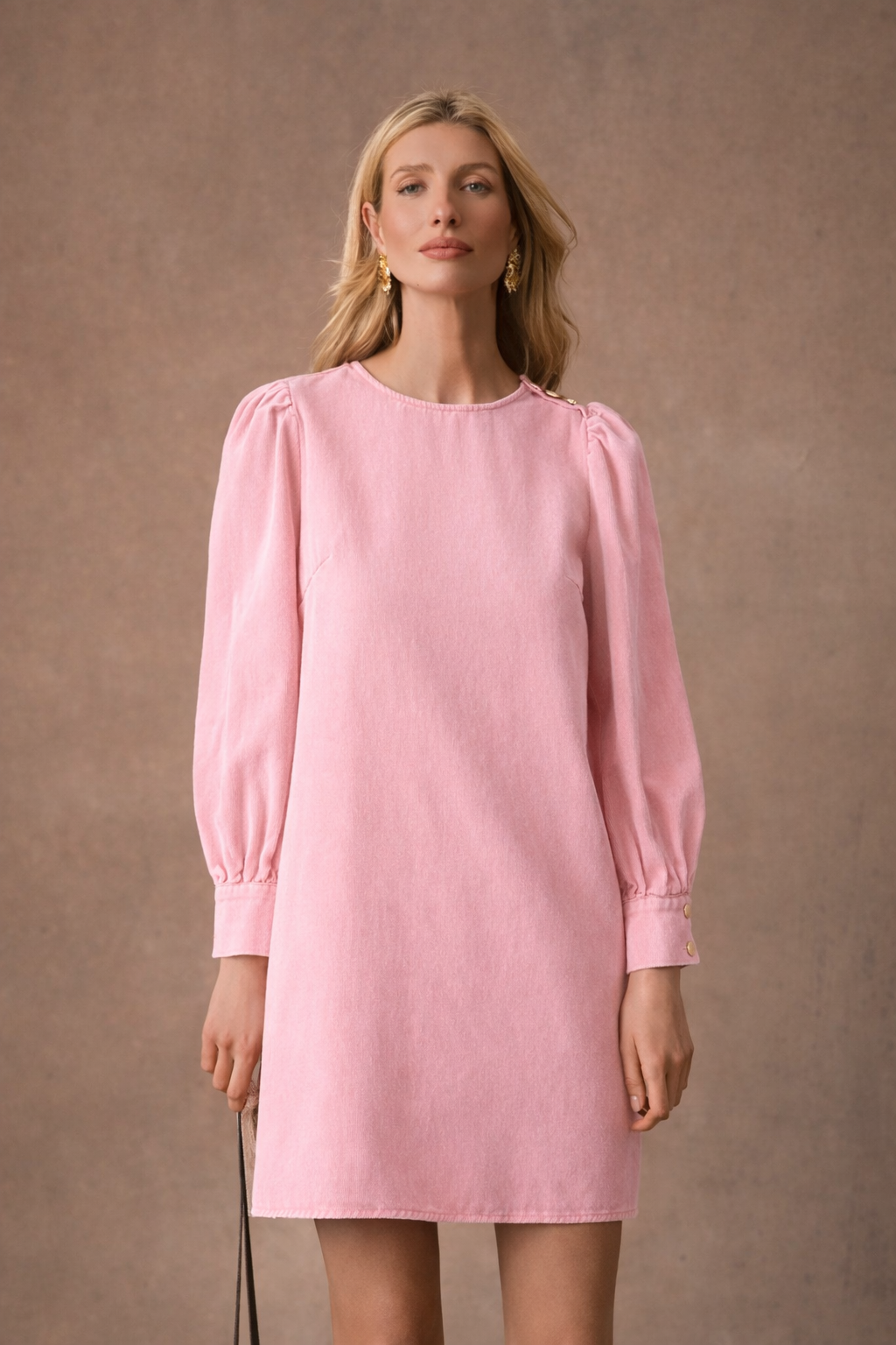 Celestine light pink wash denim dress