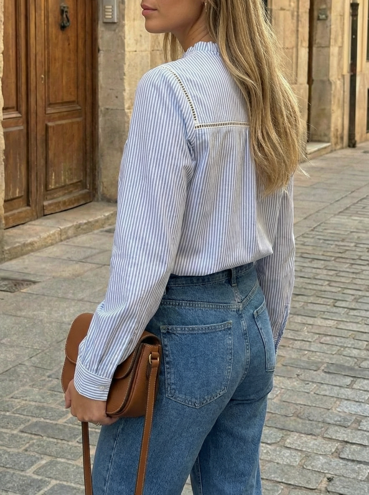 Christine blue stripe blouse