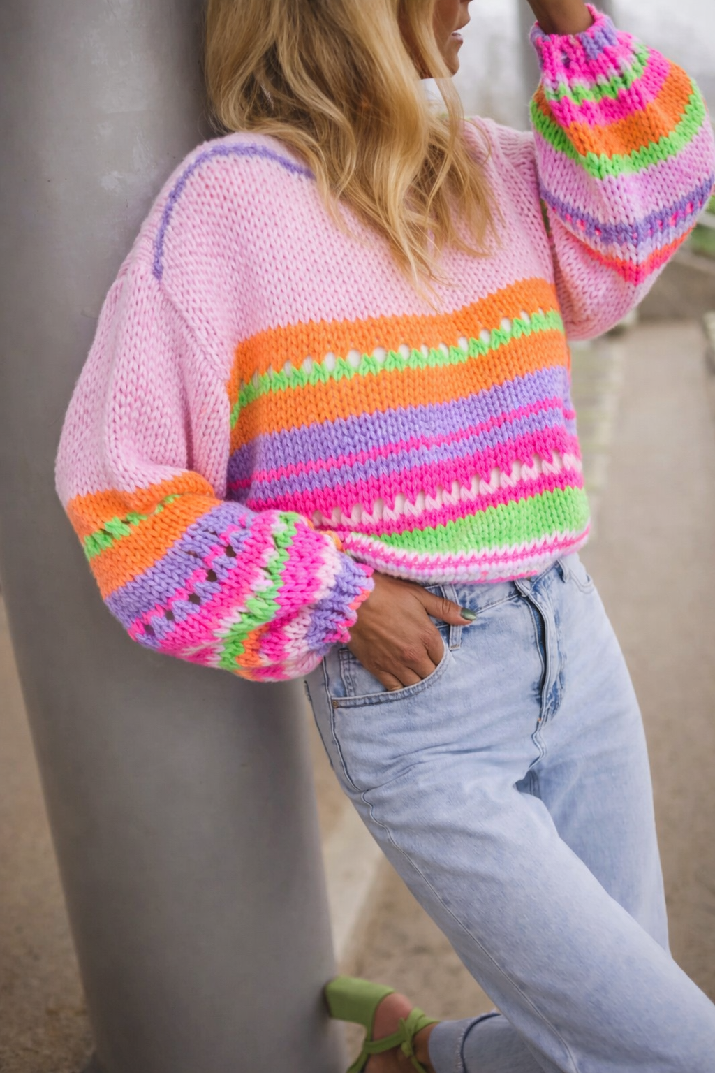 Preorder Maddie neon pink and green jumper