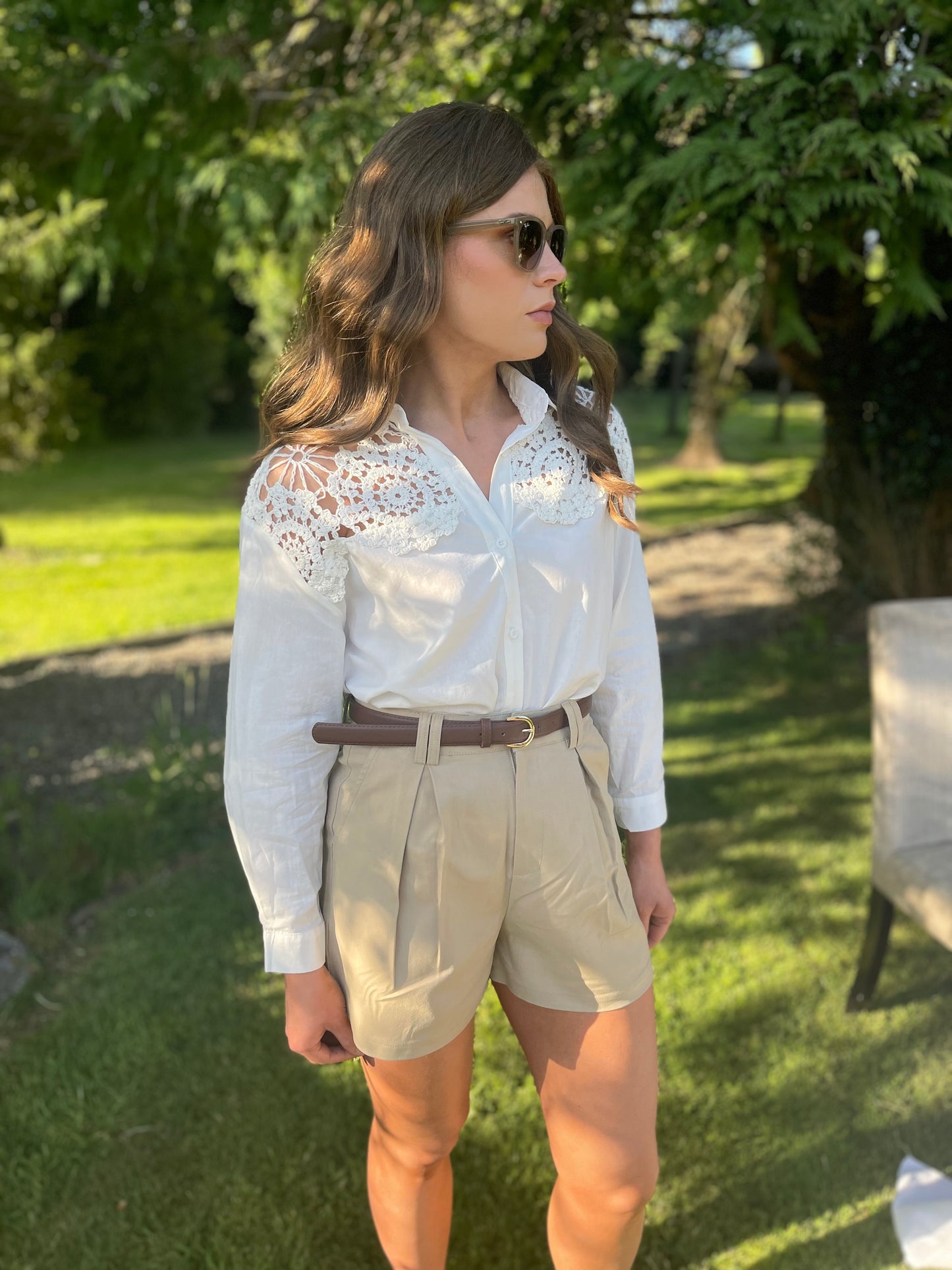 Holly white crochet and cotton shirt