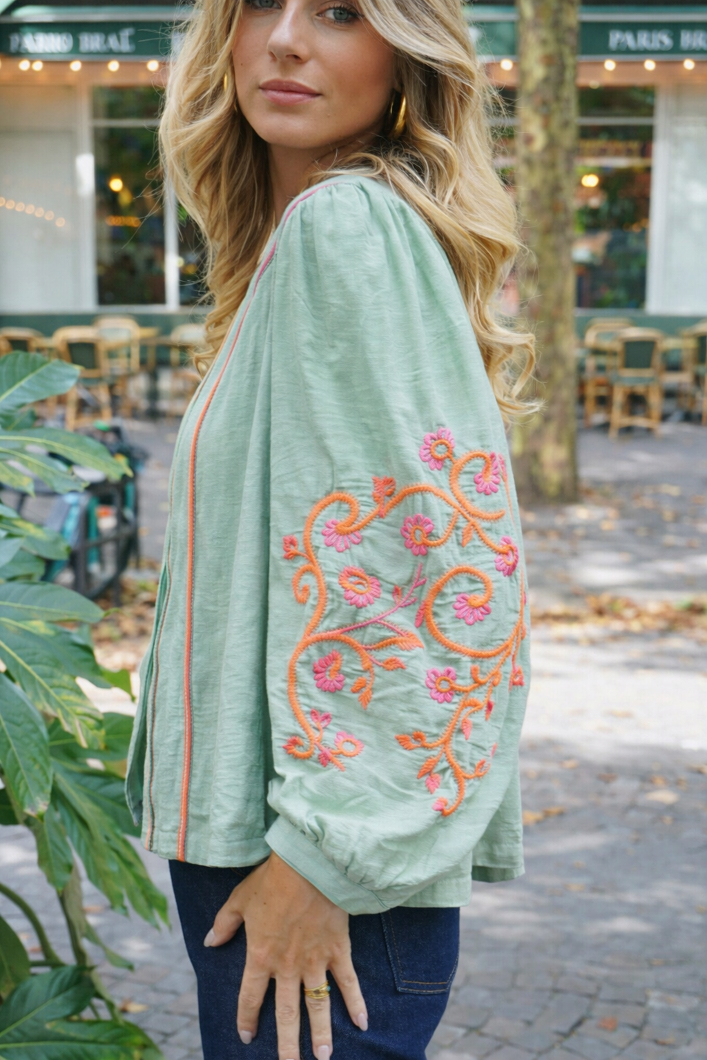 Ottilie mint floral boho jacket