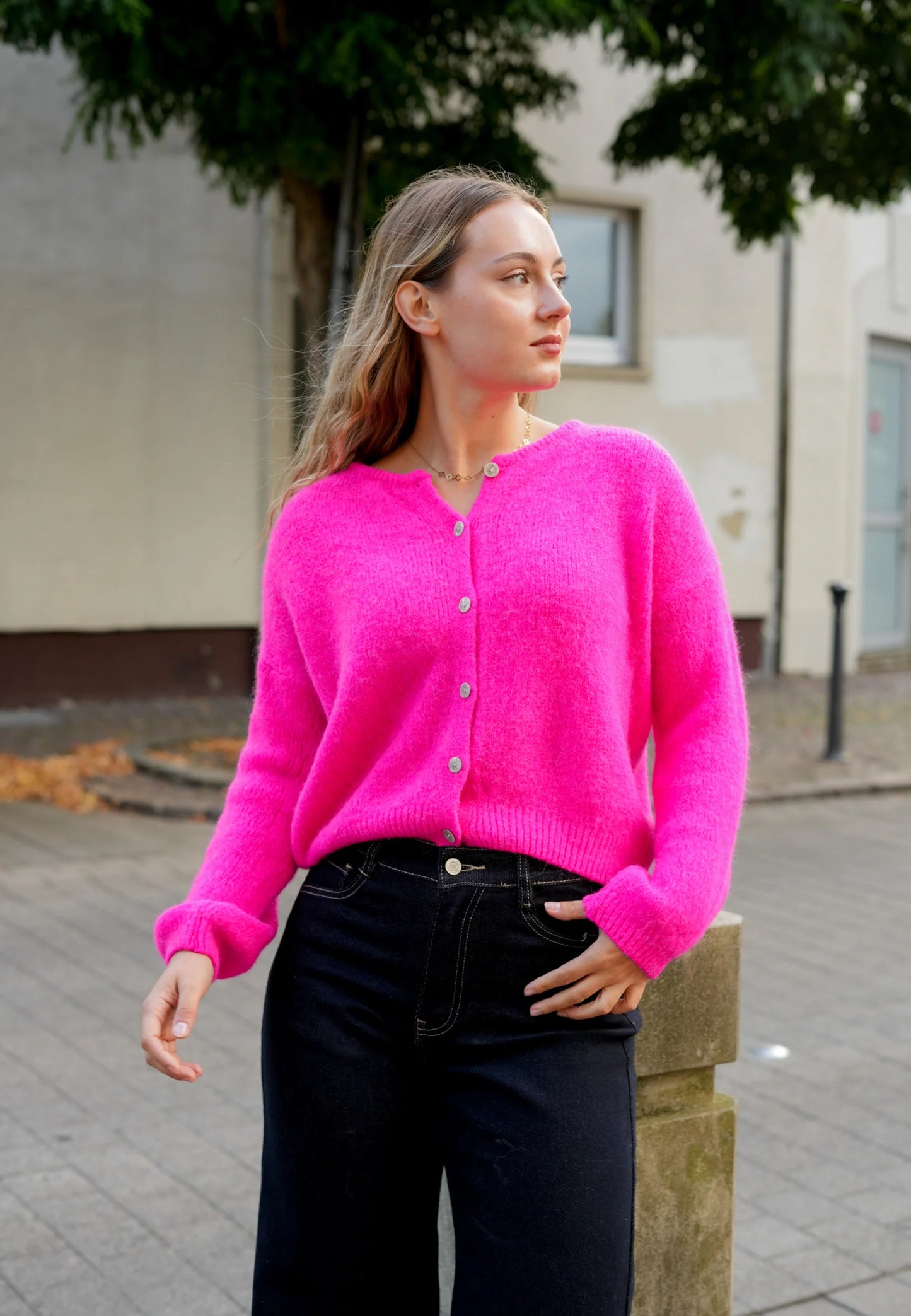 Preorder Harriet neon pink alpaca cardigan