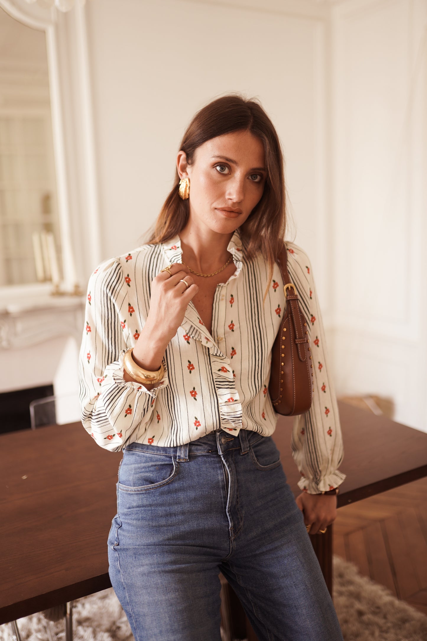 Willow stripe floral blouse