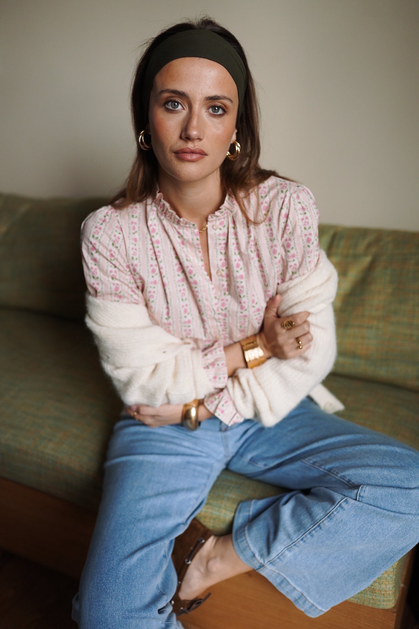 Preorder Grace pink ditsy floral blouse