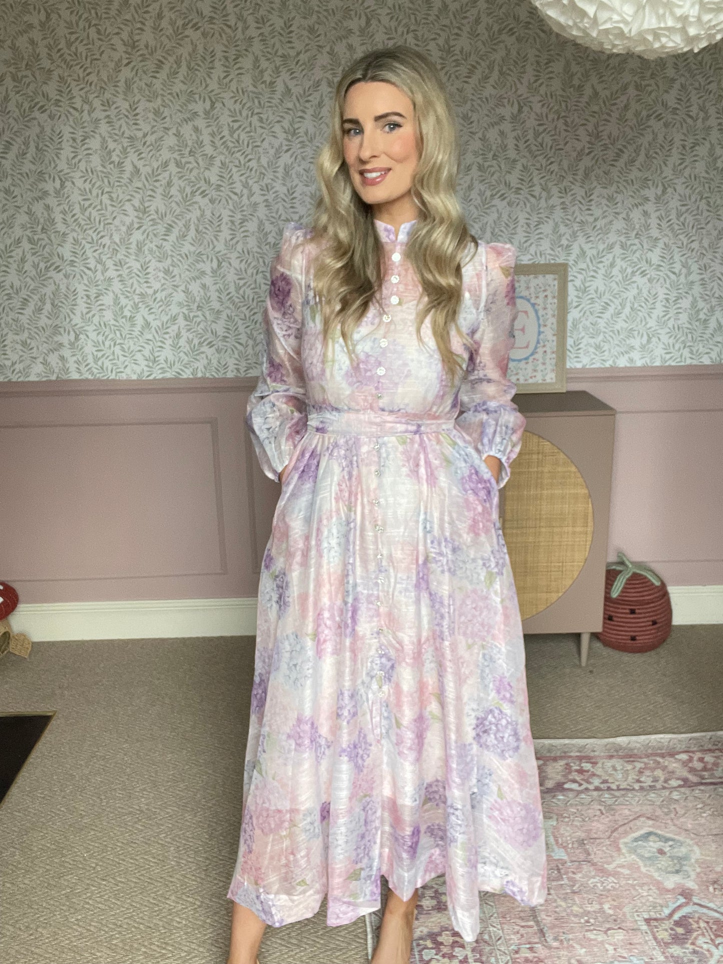Matilda hydrangeas purple maxi dress