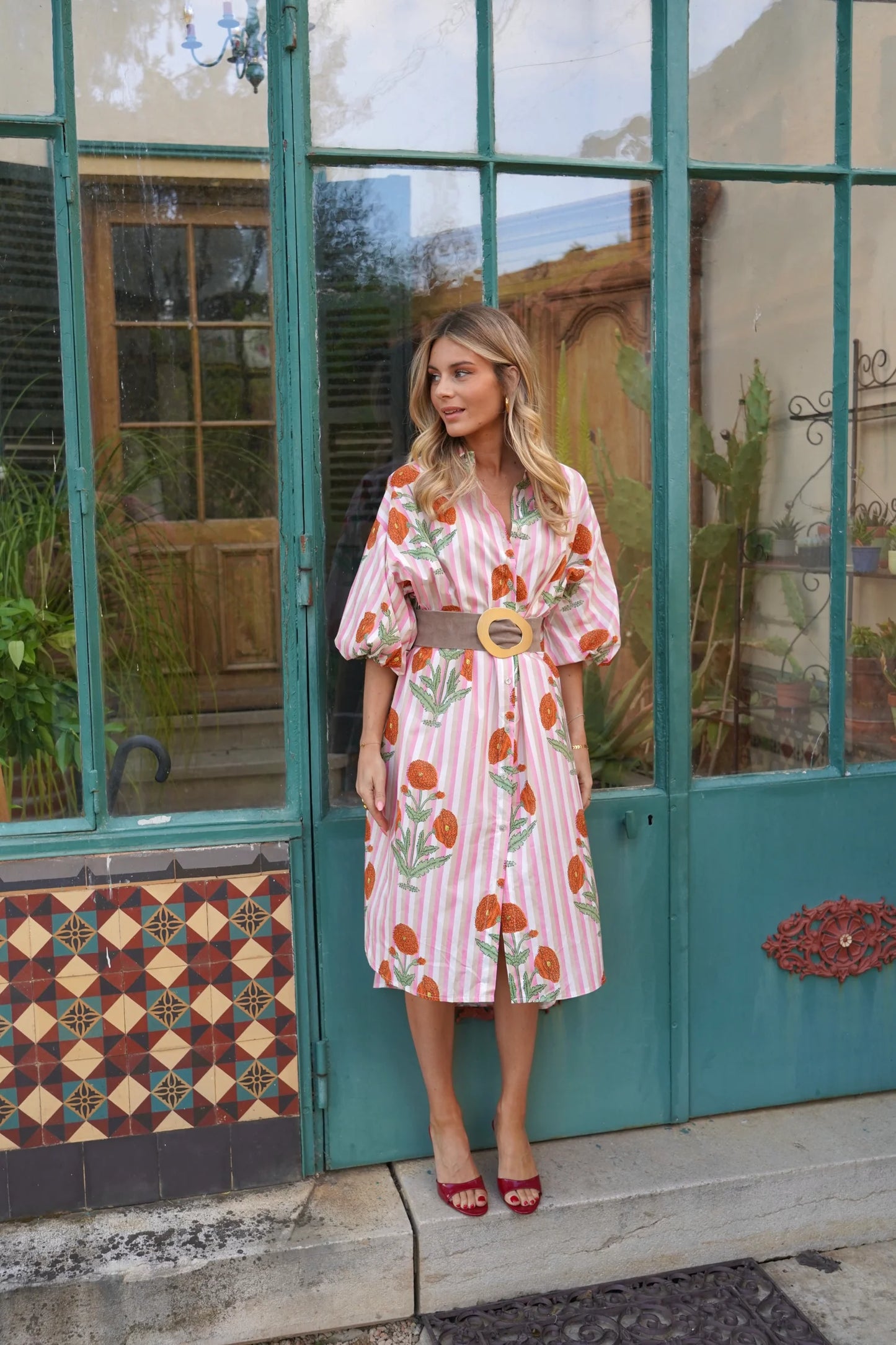 Molly floral stripe cotton dress