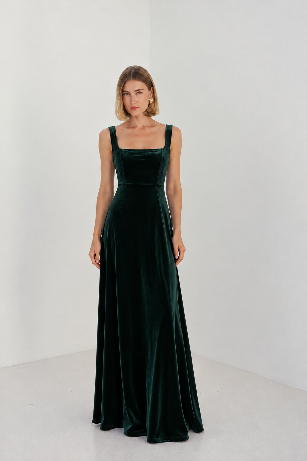 Blake emerald green velvet long dress