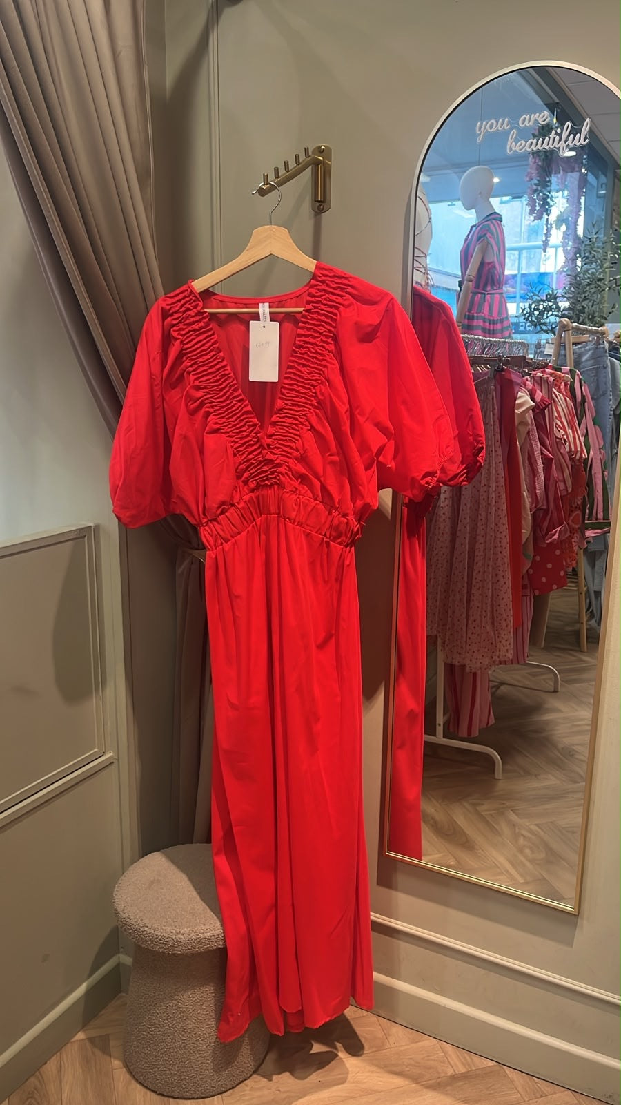 Saoirse red cotton poplin long dress