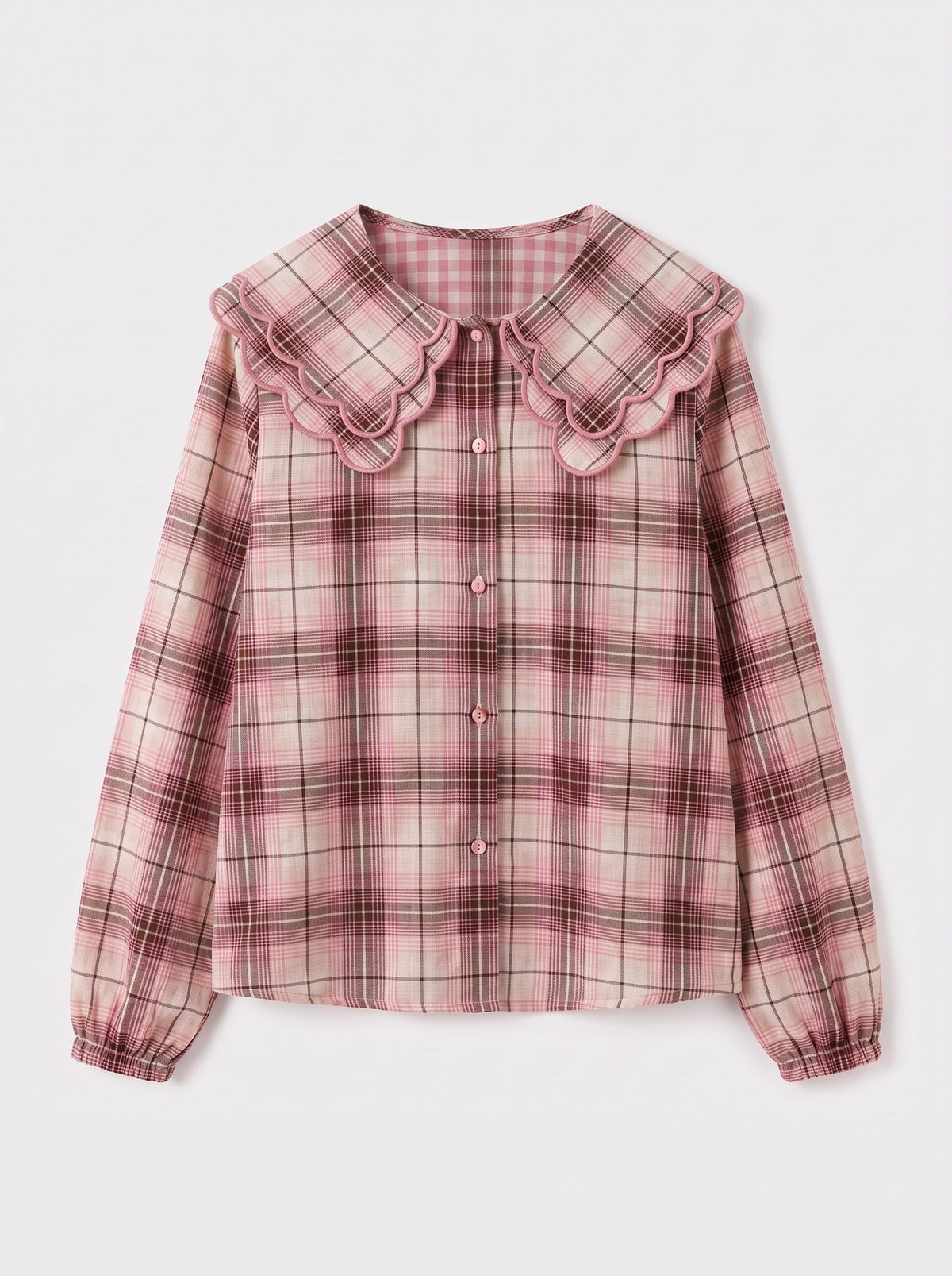 Amber pink Peter Pan check blouse