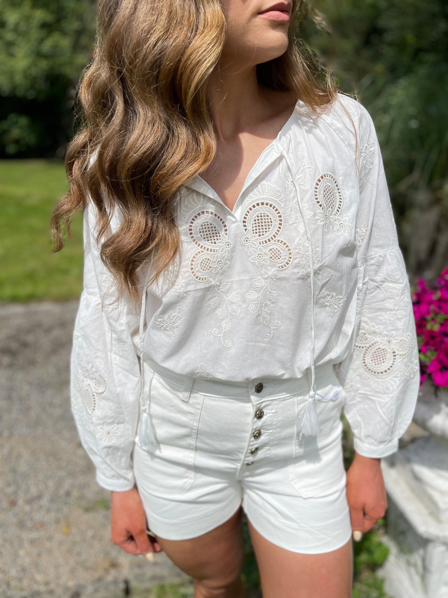 Amber white boho detail cotton blouse
