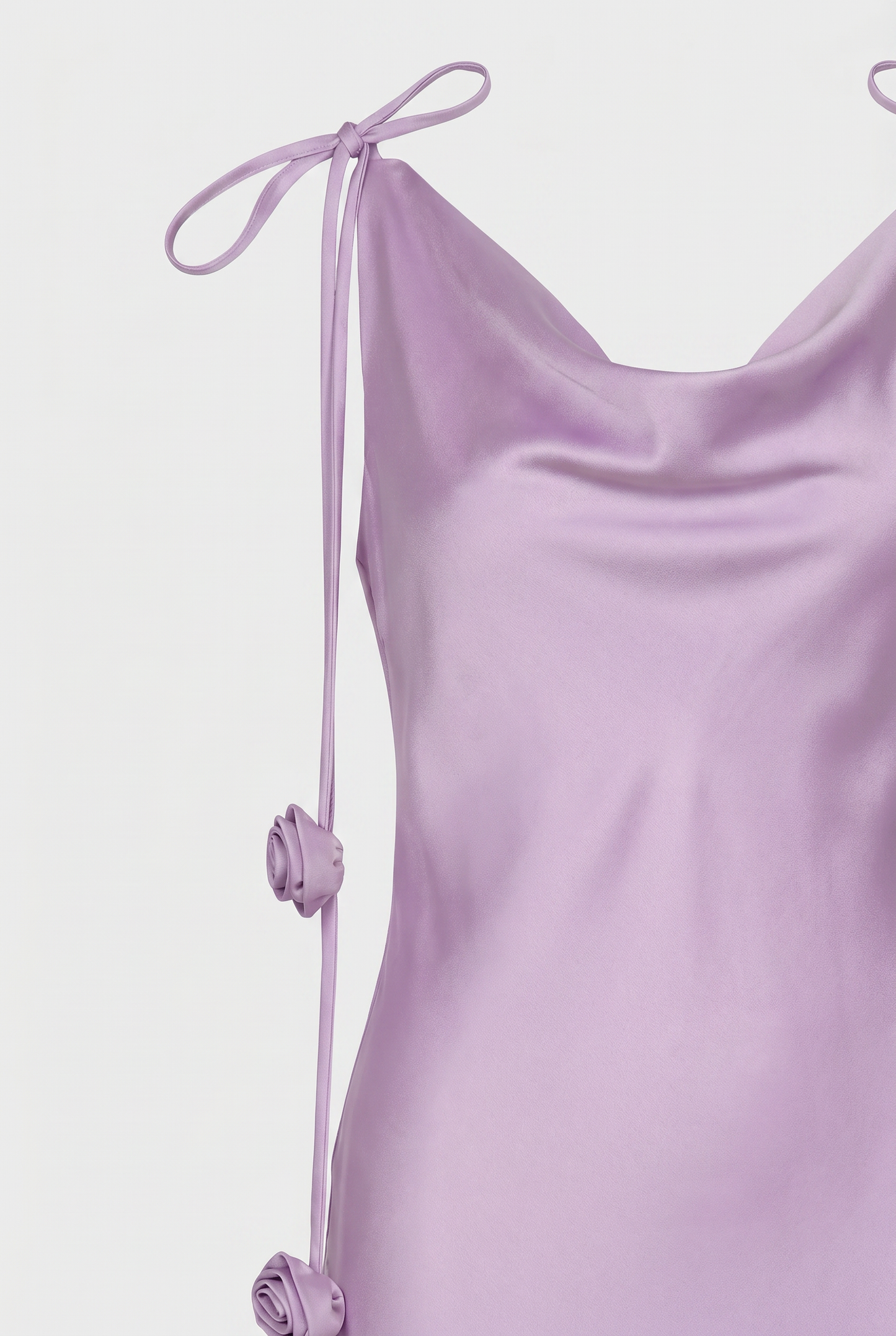 Grace lilac satin flower strap dress