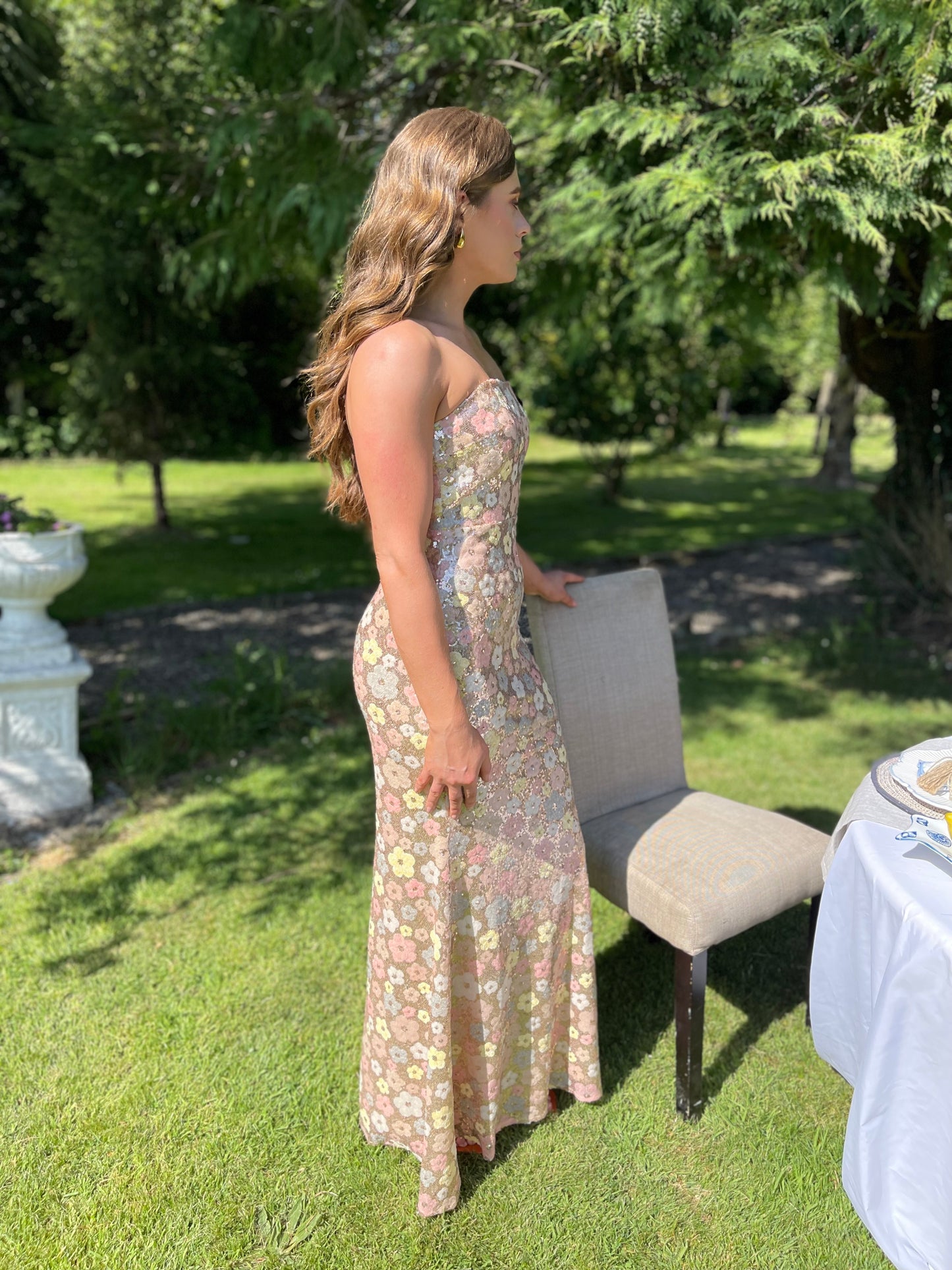 Imogen sequin floral mermaid dress