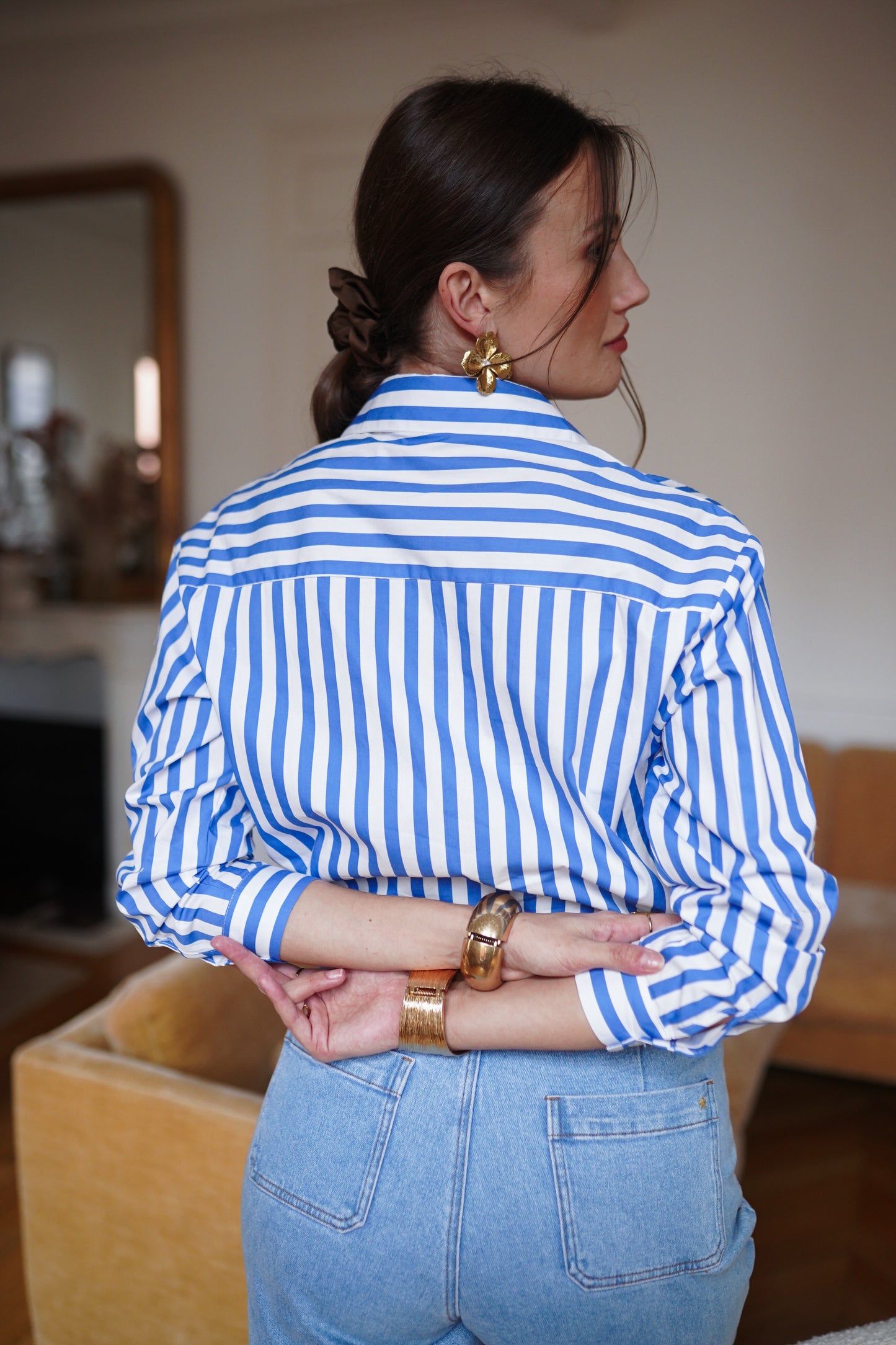 Mila blue striped cotton shirt