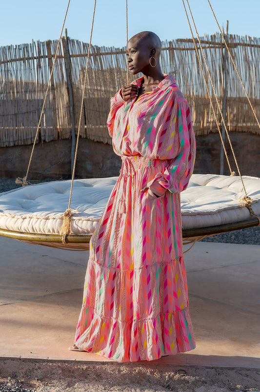 Skye neon embroidery pink blouse