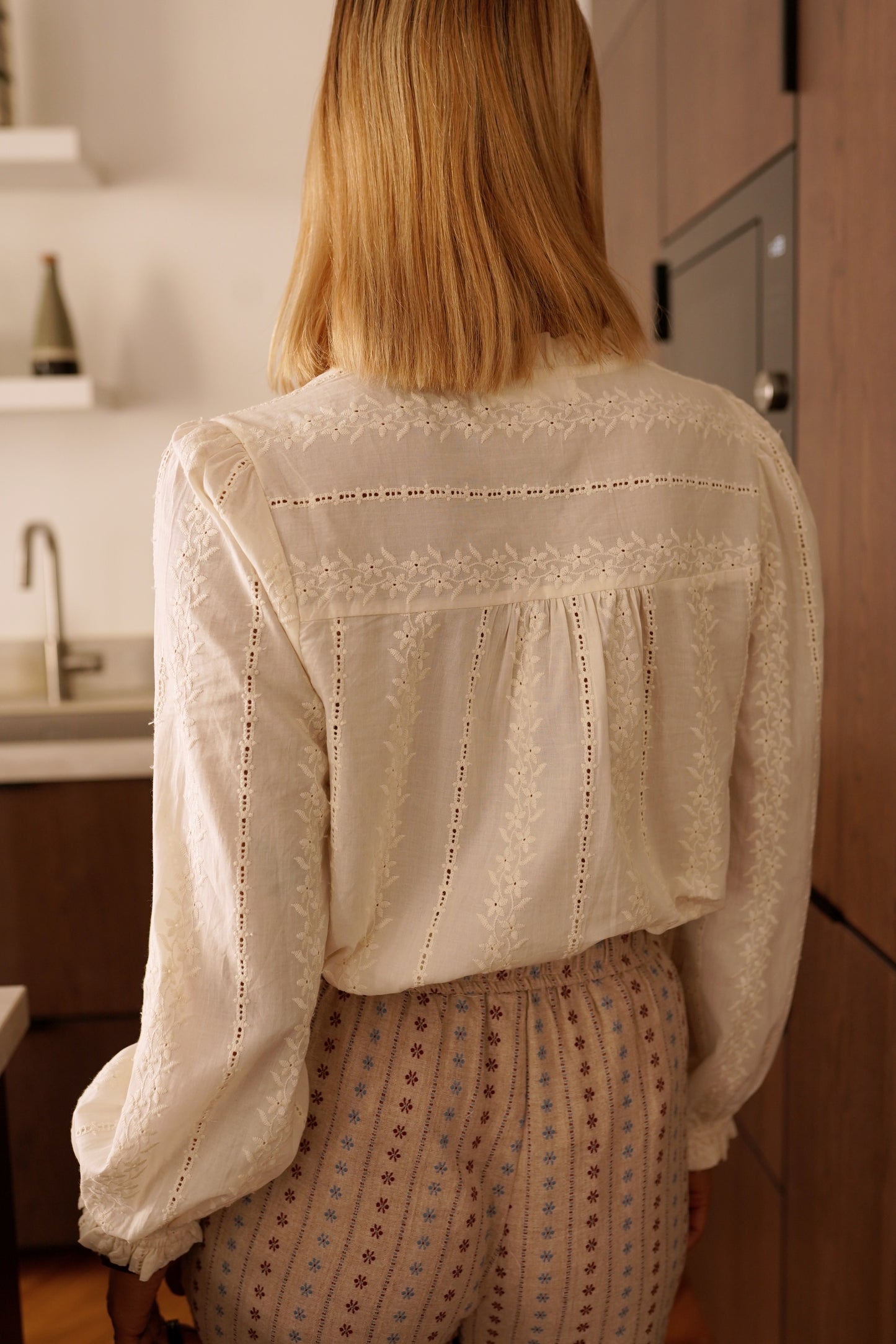 Claudia beige embroidered blouse