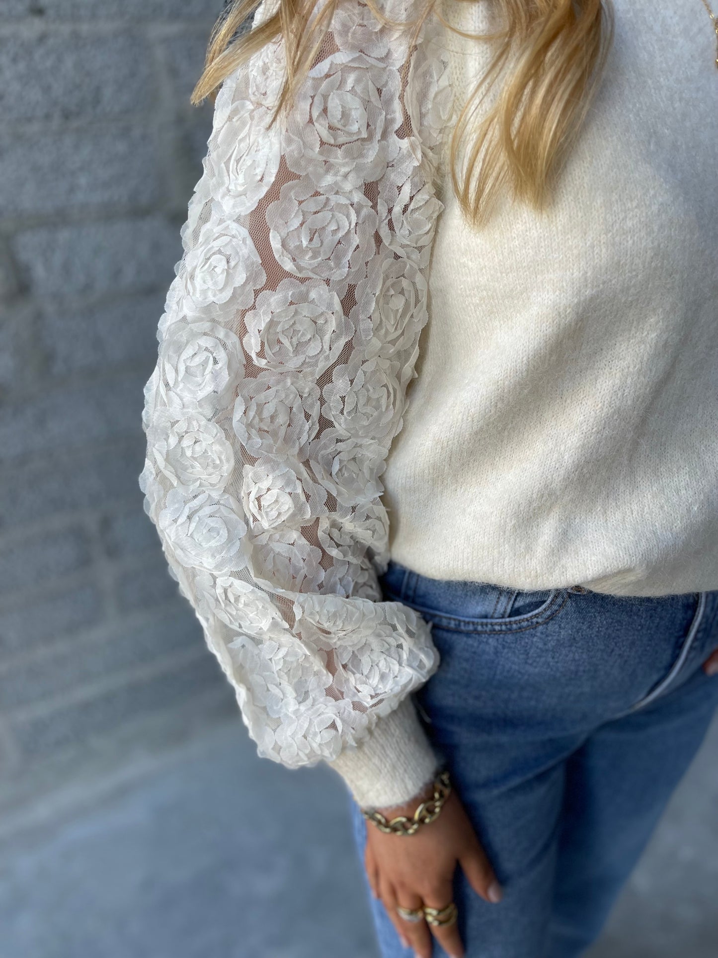 Gemma flower sleeve jumper