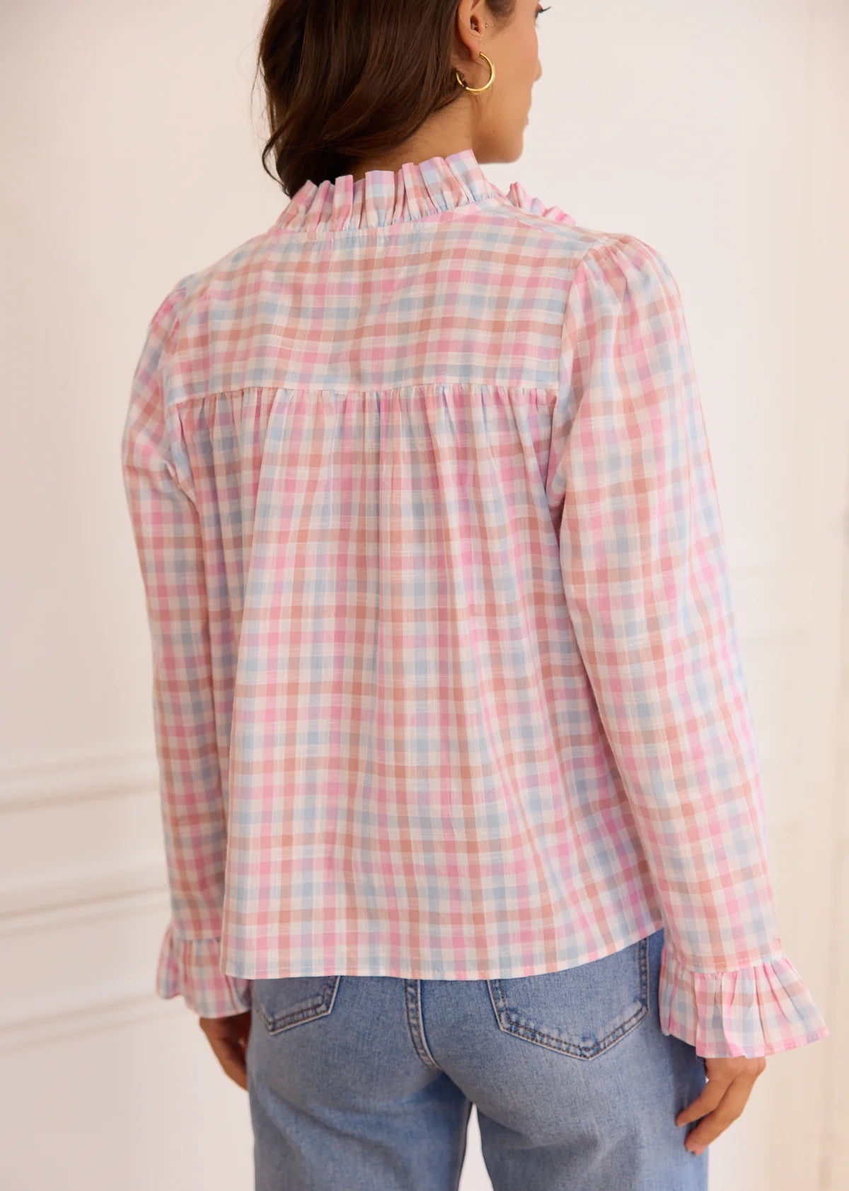 Joan chequered pink blouse