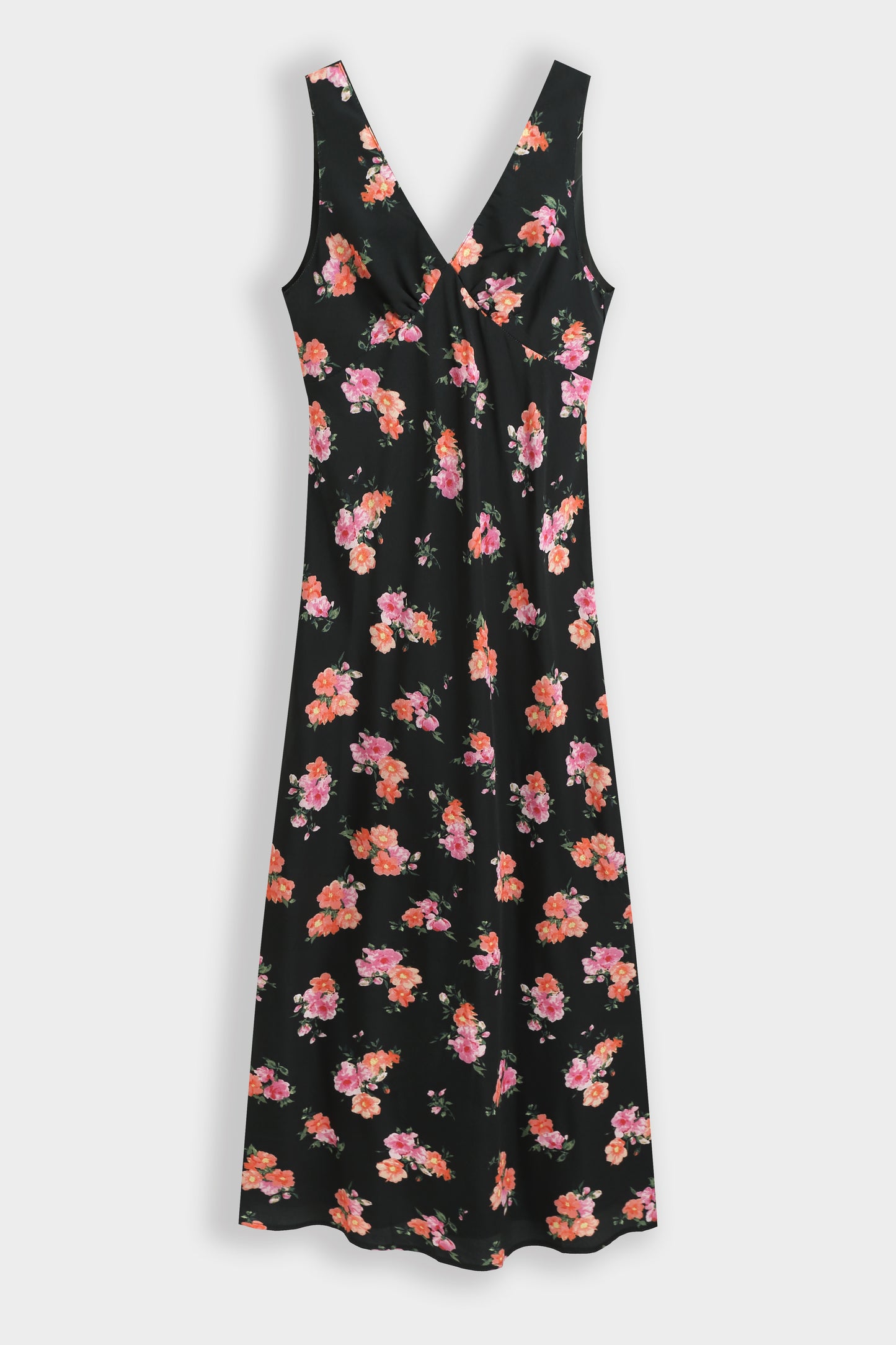 Imelda black floral v neck dress
