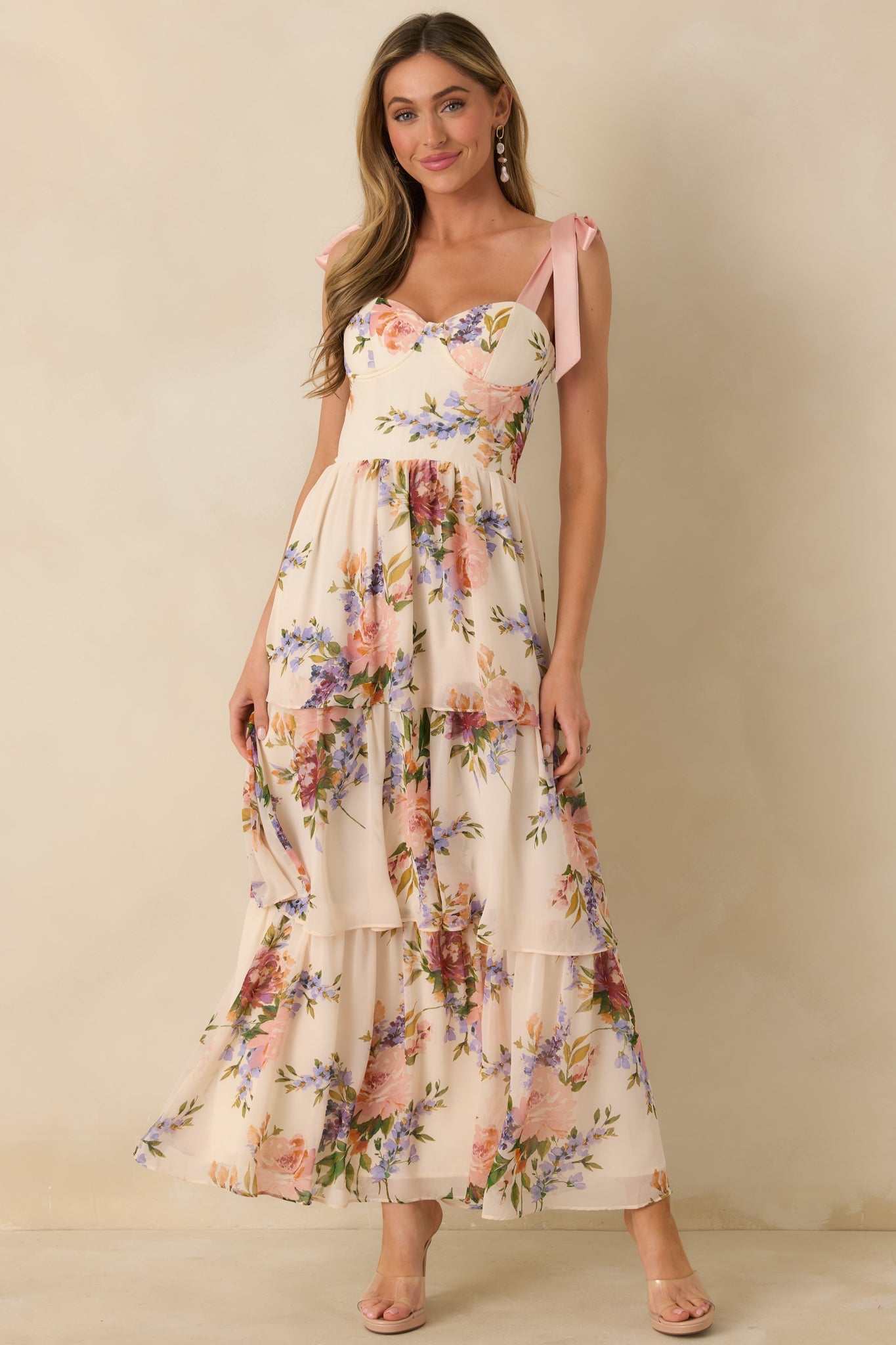 Delicate Affair corset layered maxi dress