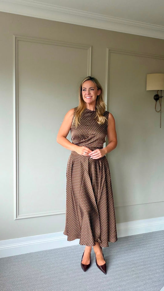Clara chocolate brown polka dot skirt