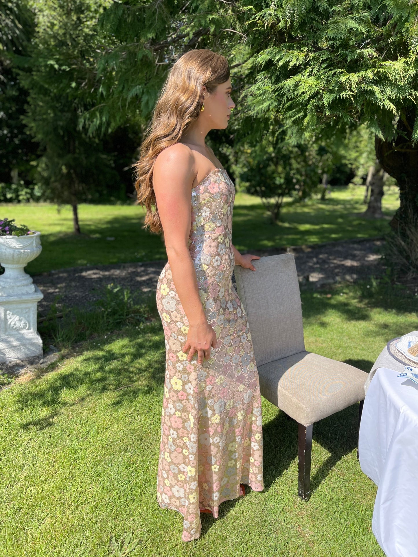 Imogen sequin floral mermaid dress