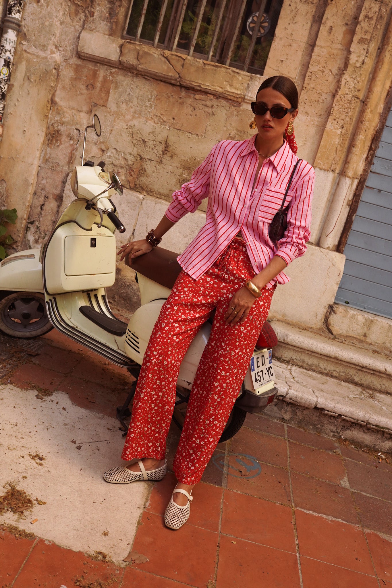 Sophie pink and red striped shirt