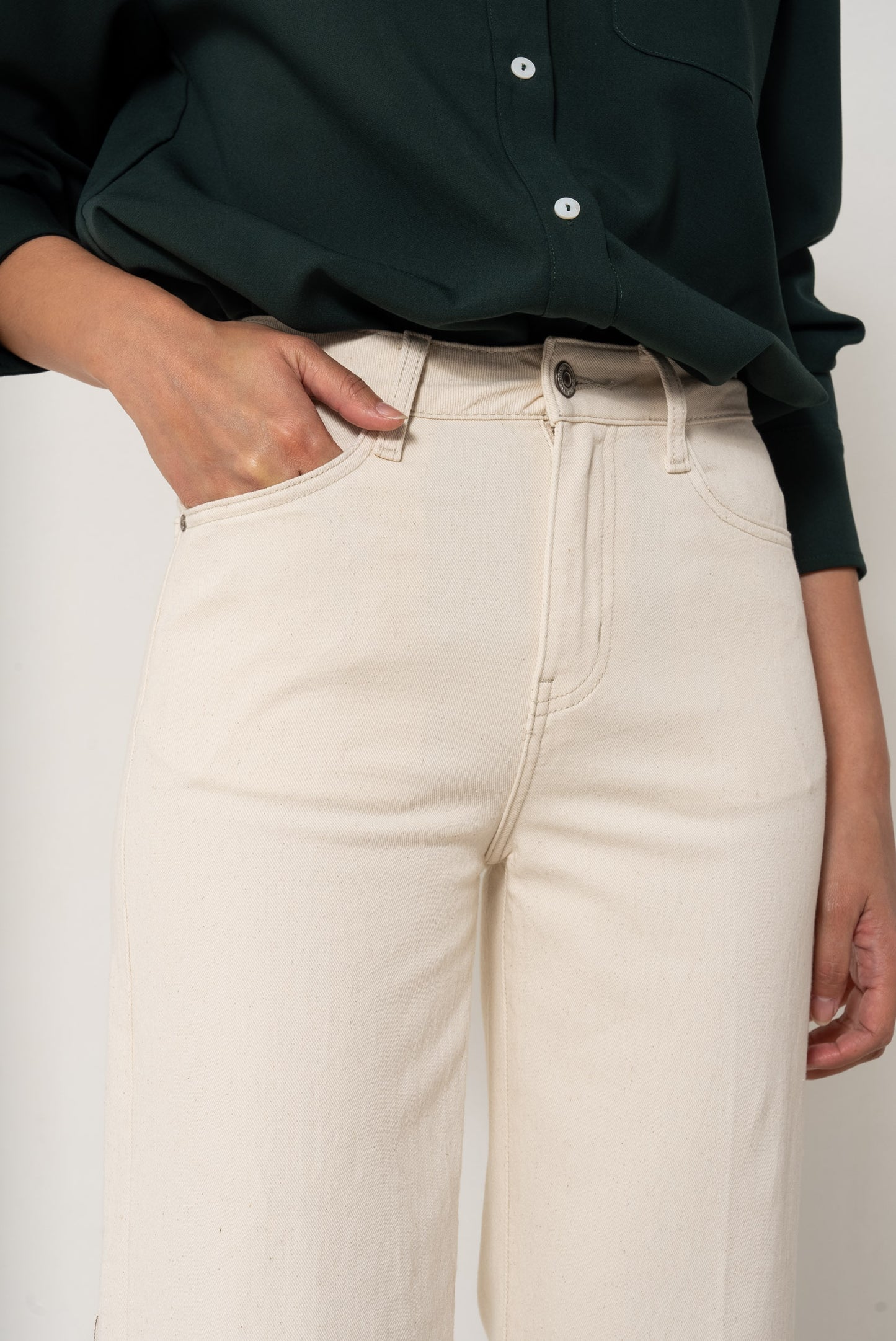 Clair beige cropped wide leg jeans