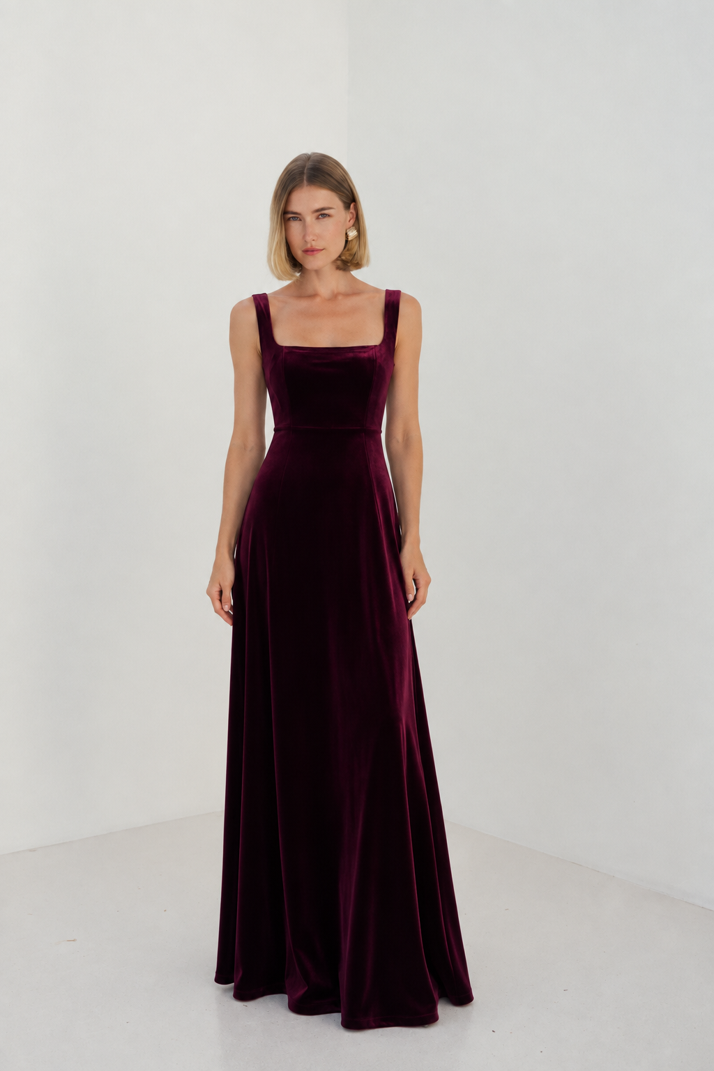 Blake burgundy velvet long dress
