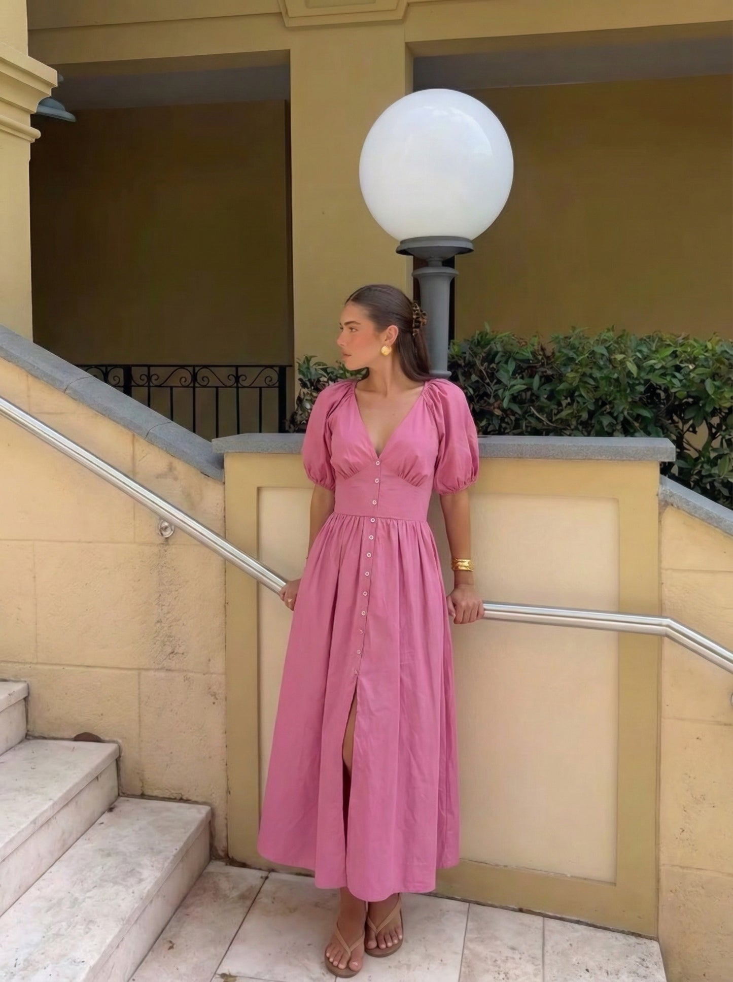 Elodie raspberry pink bow dress