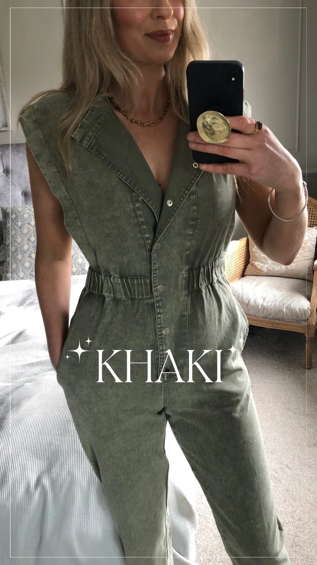 Evie Short sleeve washed army green jumpsuit