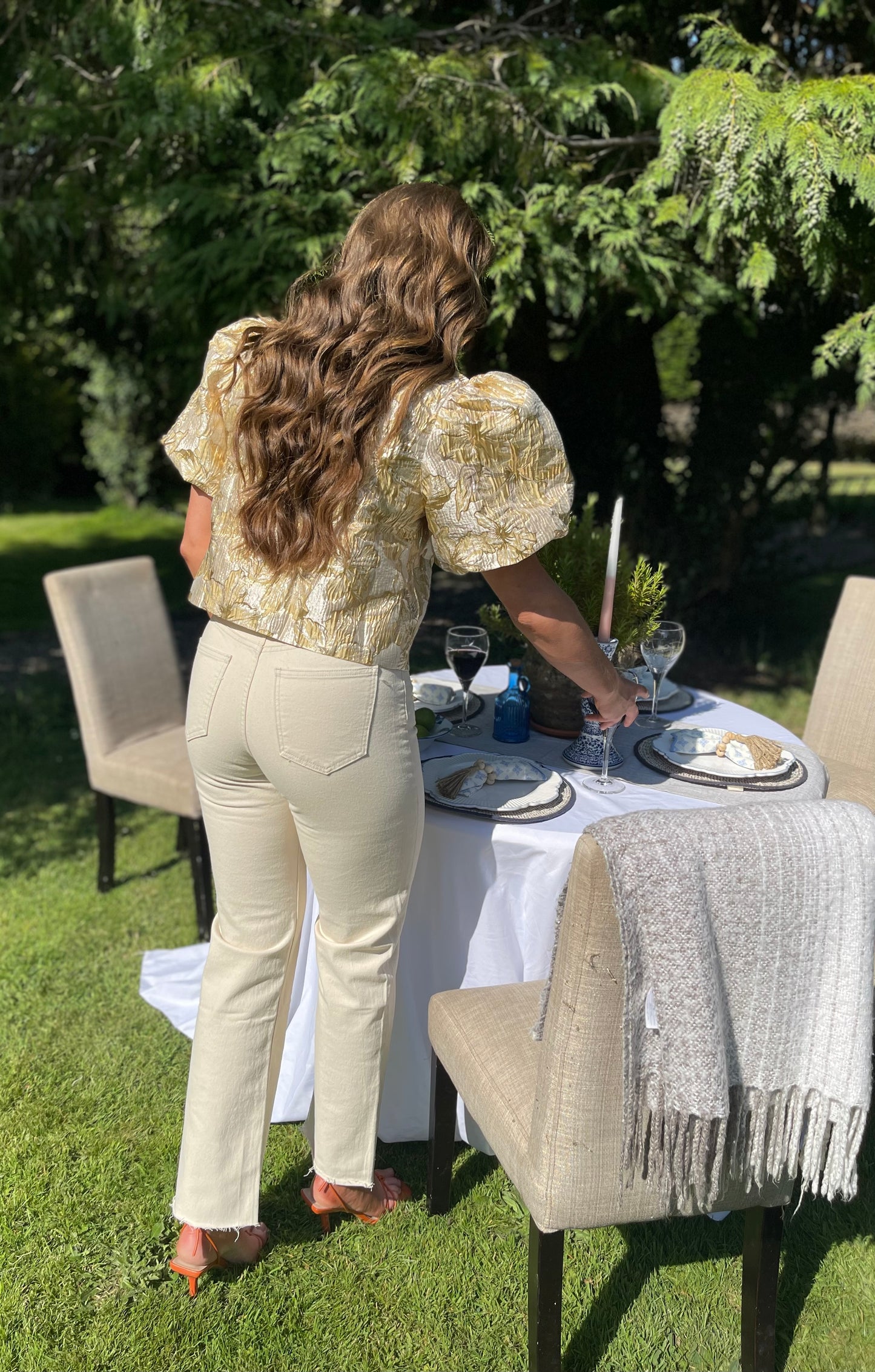 Natural beige straight leg jeans