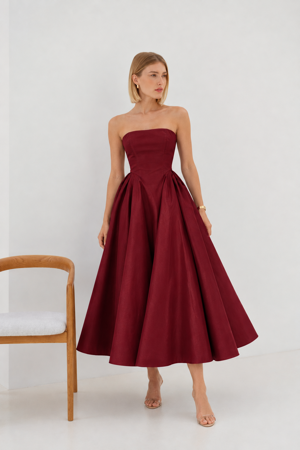 Milly burgundy strapless dress