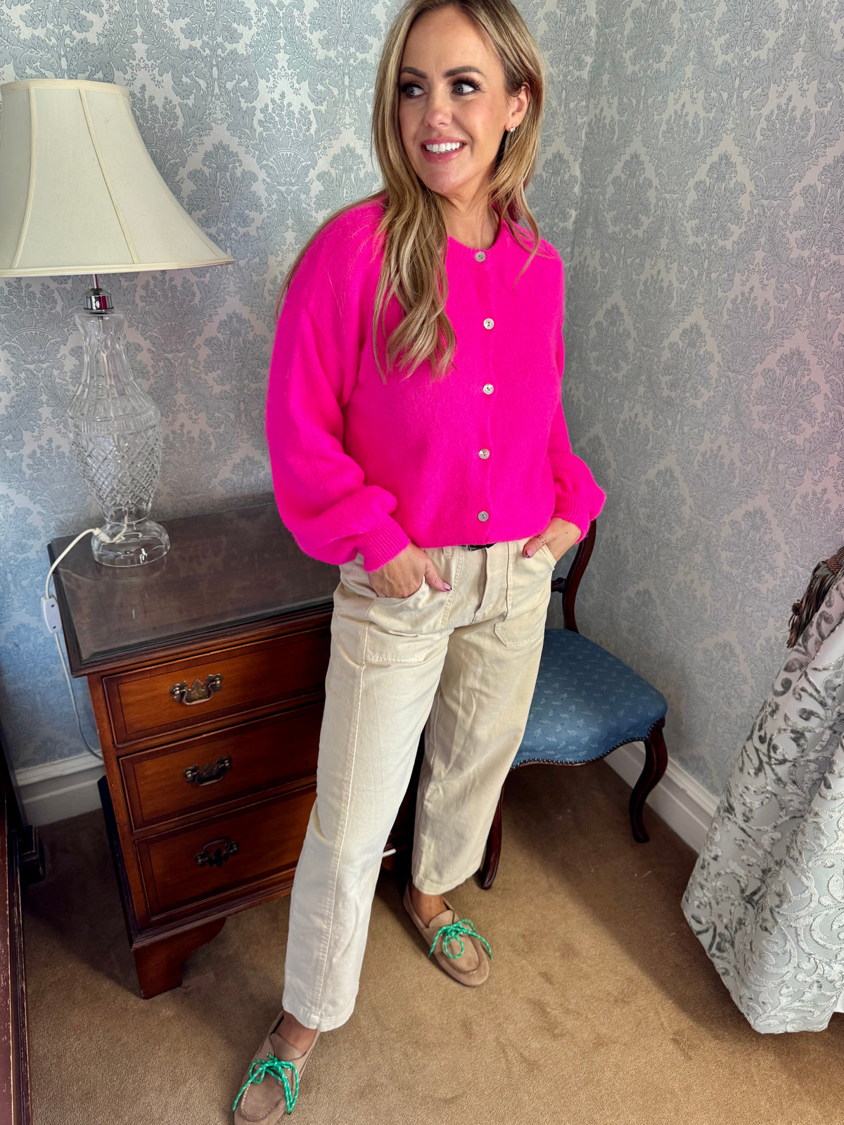 Harriet neon pink alpaca cardigan