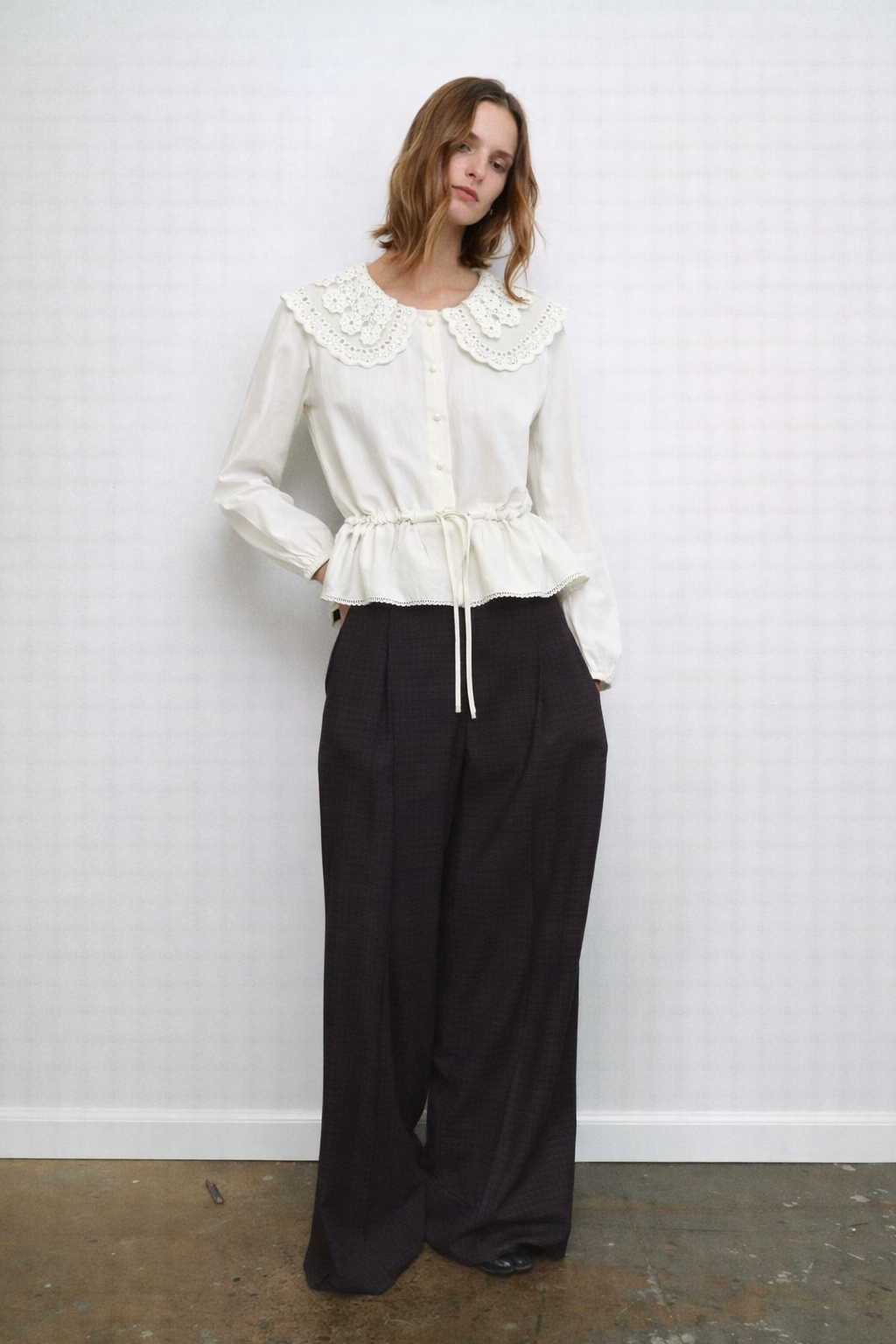 Daniella cotton poplin Peter Pan collar shirt