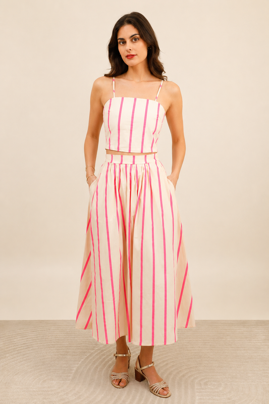 Imelda pink stripe crop top