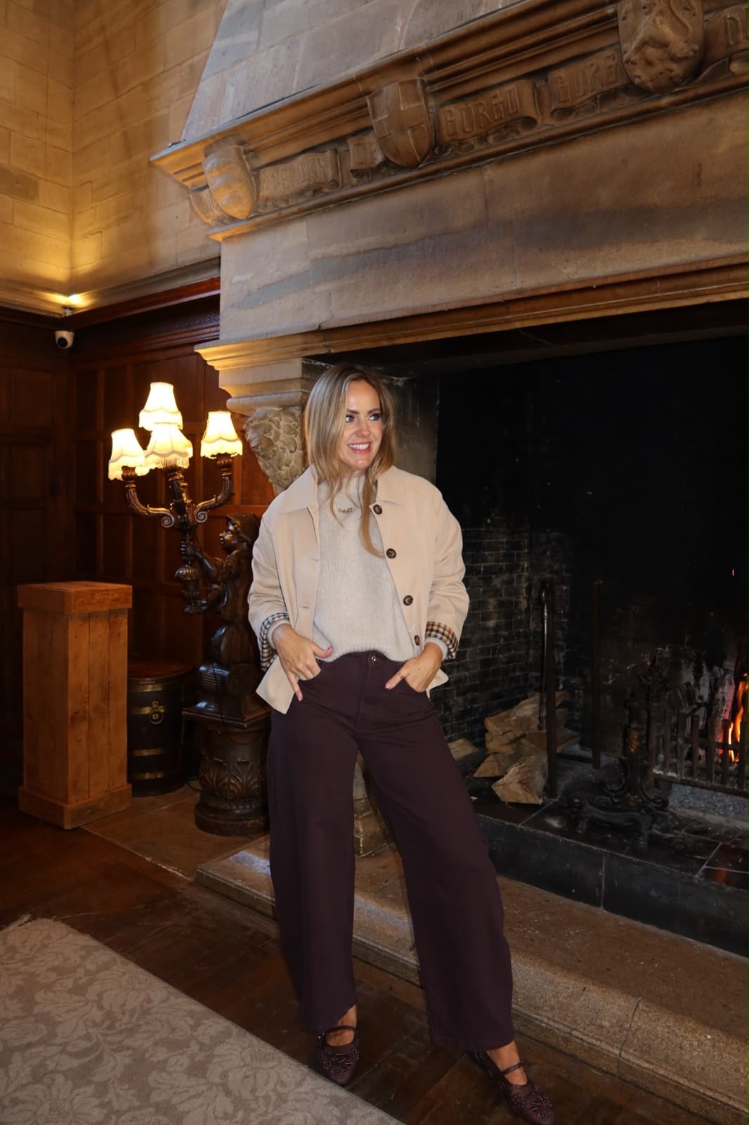 Chloe taupe check short trench