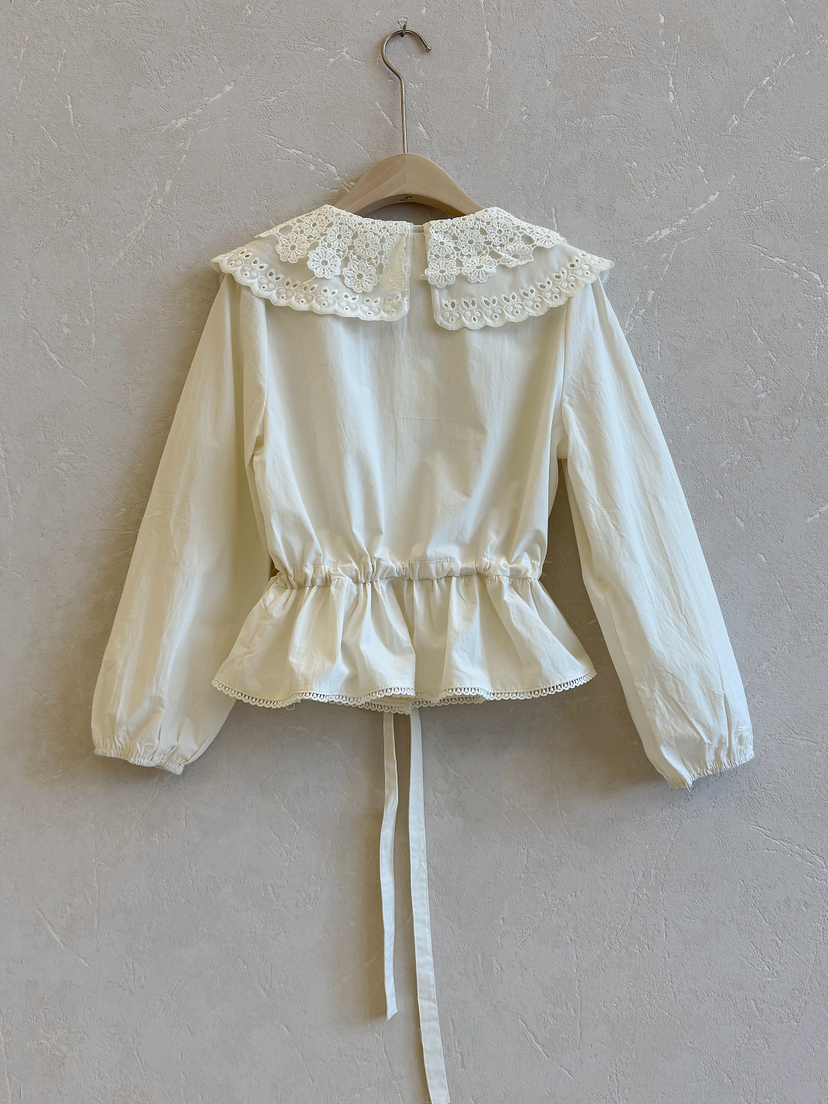 Daniella cotton poplin Peter Pan collar shirt