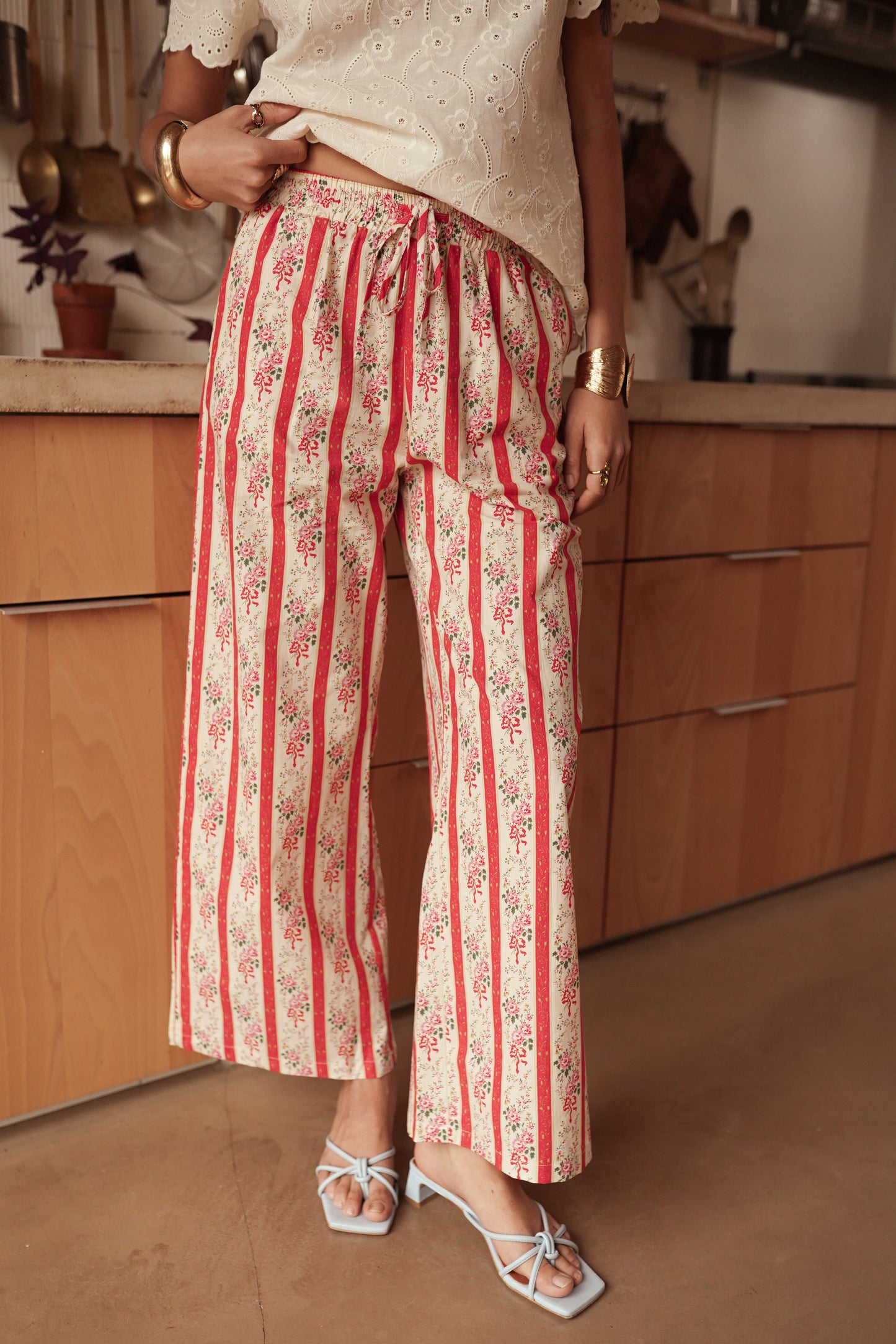 Andie wide leg cotton floral trousers