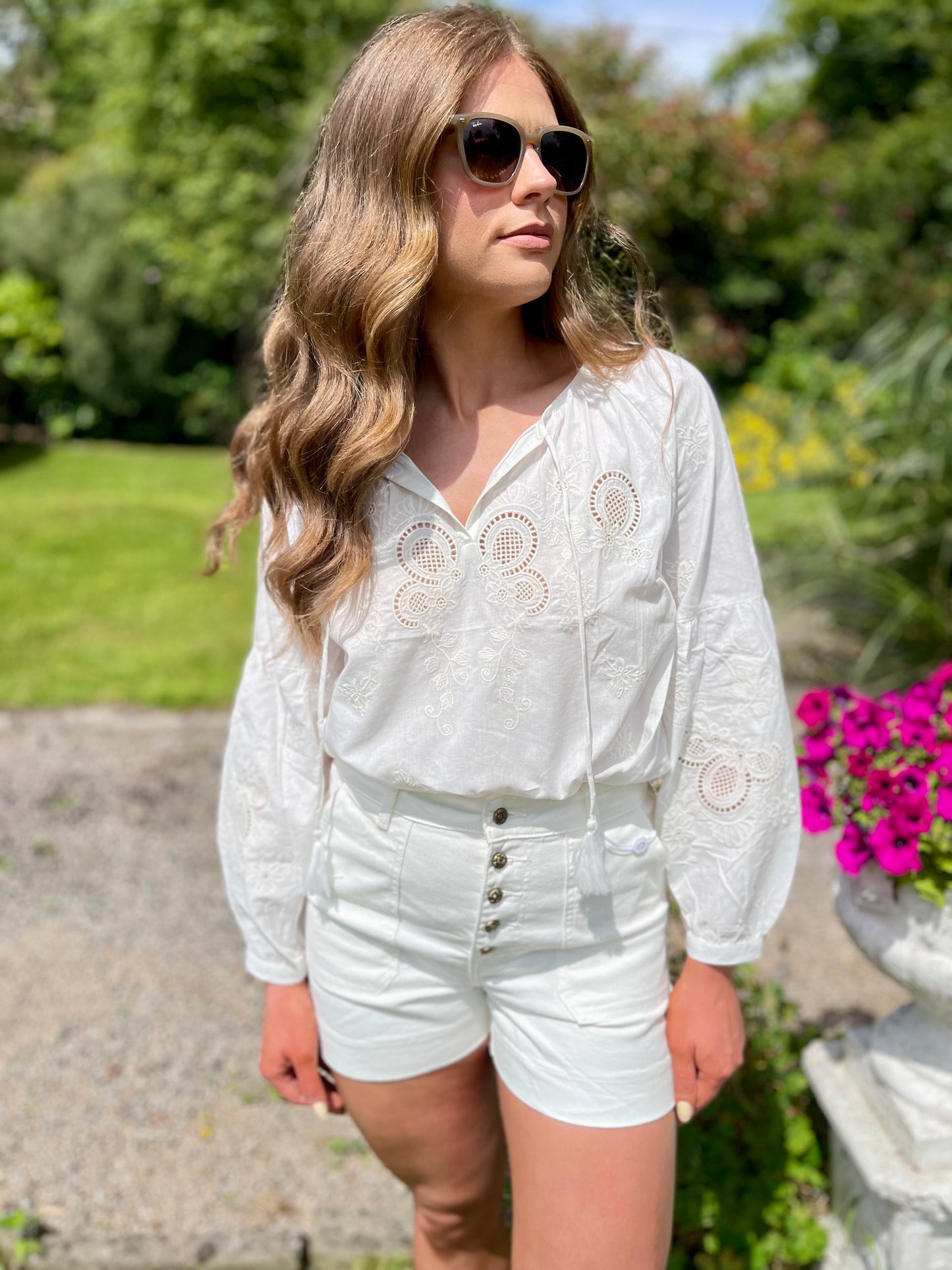 Amber white boho detail cotton blouse