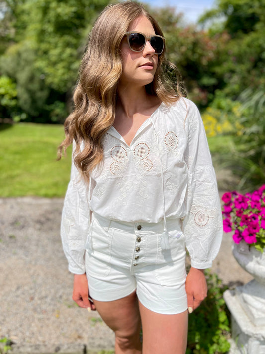 Amber white boho detail cotton blouse